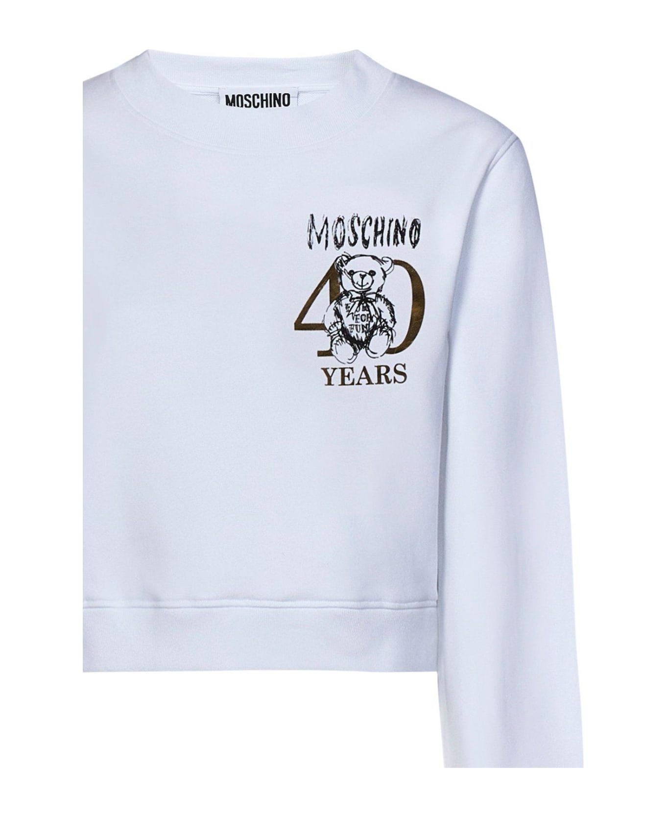 Moschino Logo Printed Crewneck Cropped Sweatshirt