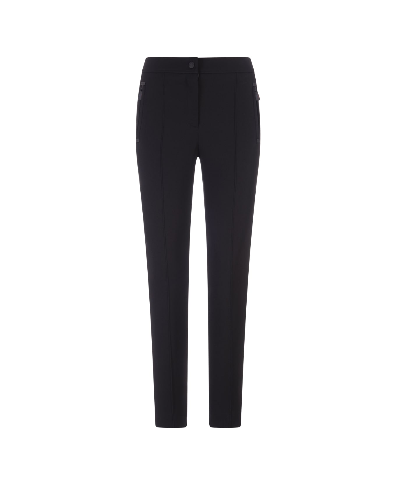 Moncler Woman Black Trousers In Technical Twill - Black