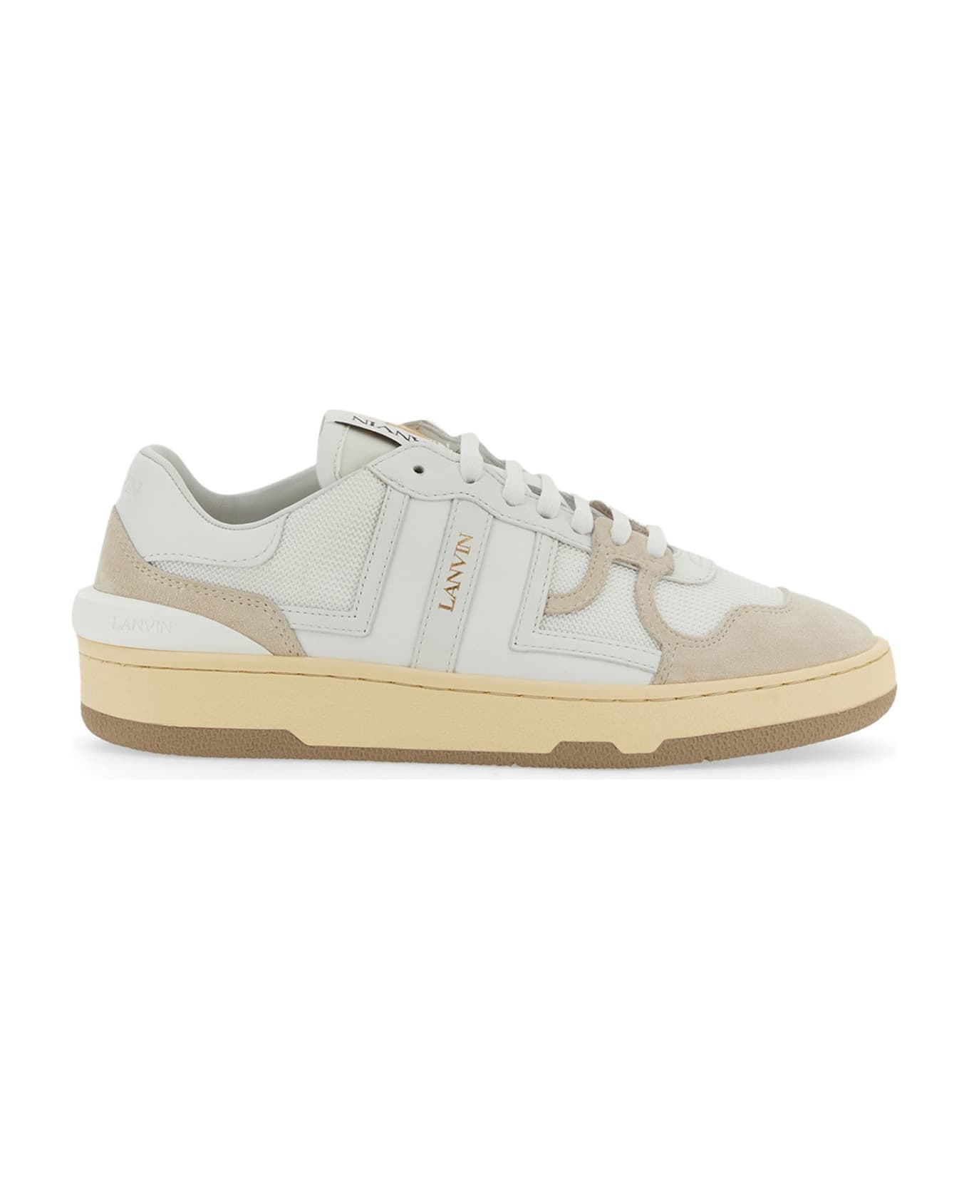 Lanvin Mesh, Suede And Nappa Leather Sneaker - White スニーカー