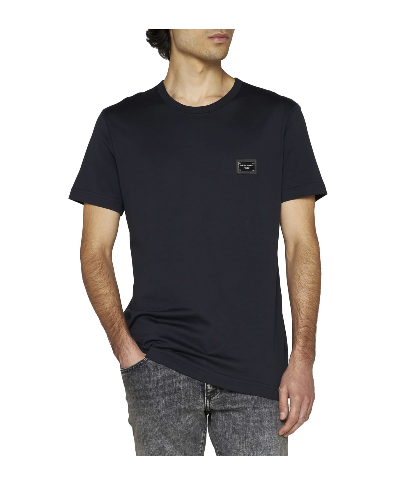 Dolce & Gabbana T-shirt With Logo Plaque - Blu scurissimo 1 シャツ
