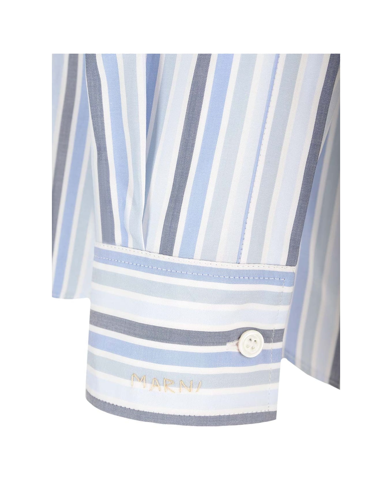 Marni Striped Cotton Shirt - Light blue