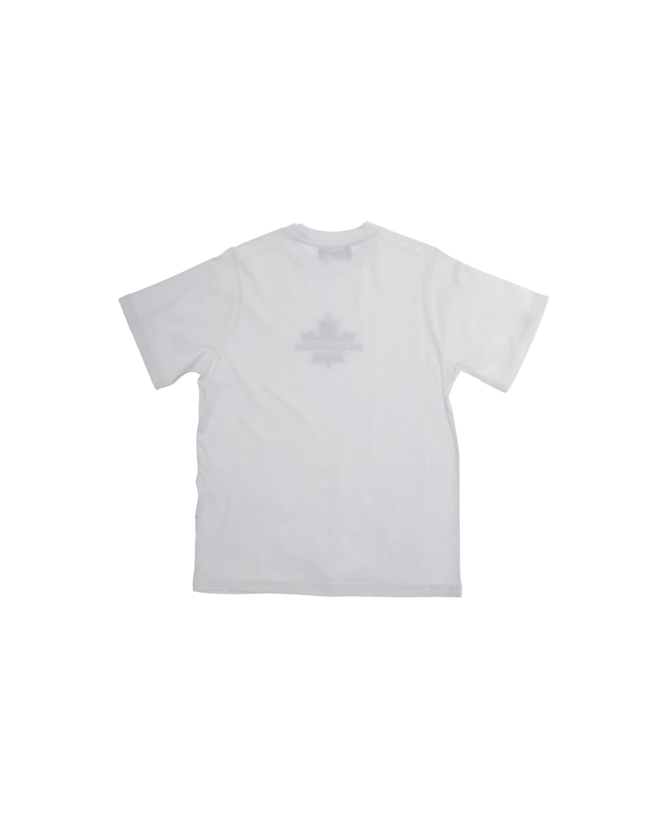 Dsquared2 White Crewneck T-shirt With Logo Print On The Front In Cotton Boy - White