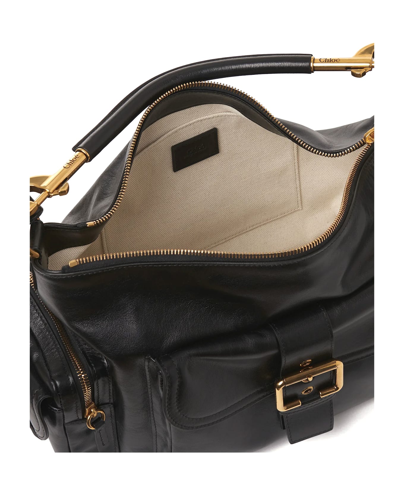 Chloé Medium Double Carry Leather Shoulder Bag - Black