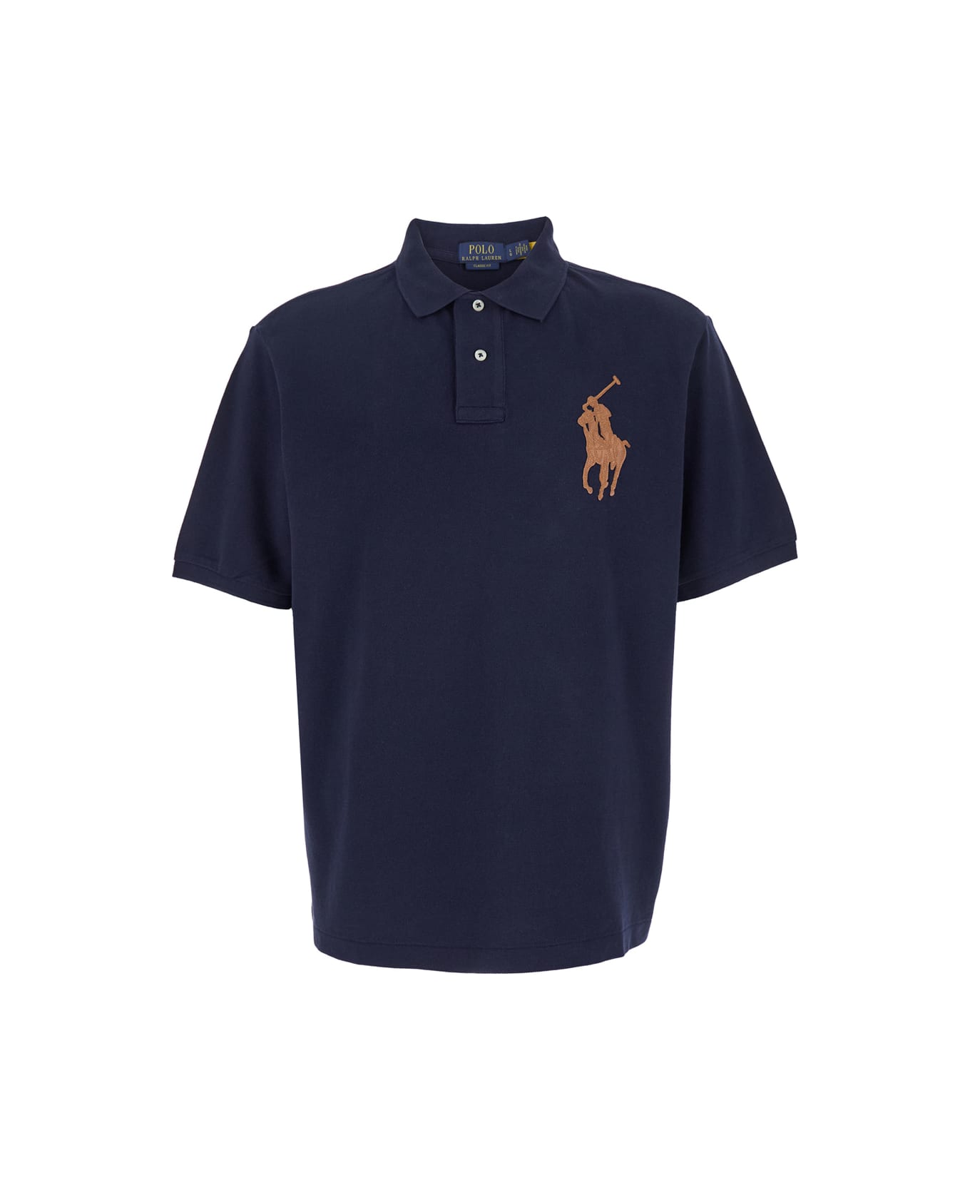 Polo Ralph Lauren "classic Fit" Blue Polo With Classic Collar And Maxi Pony Logo On The Front In Cotton Mesh Man - Blu