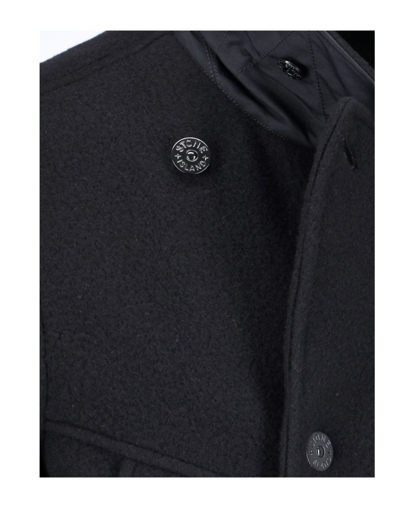 Stone Island Ghost Double-breasted Coat - Black