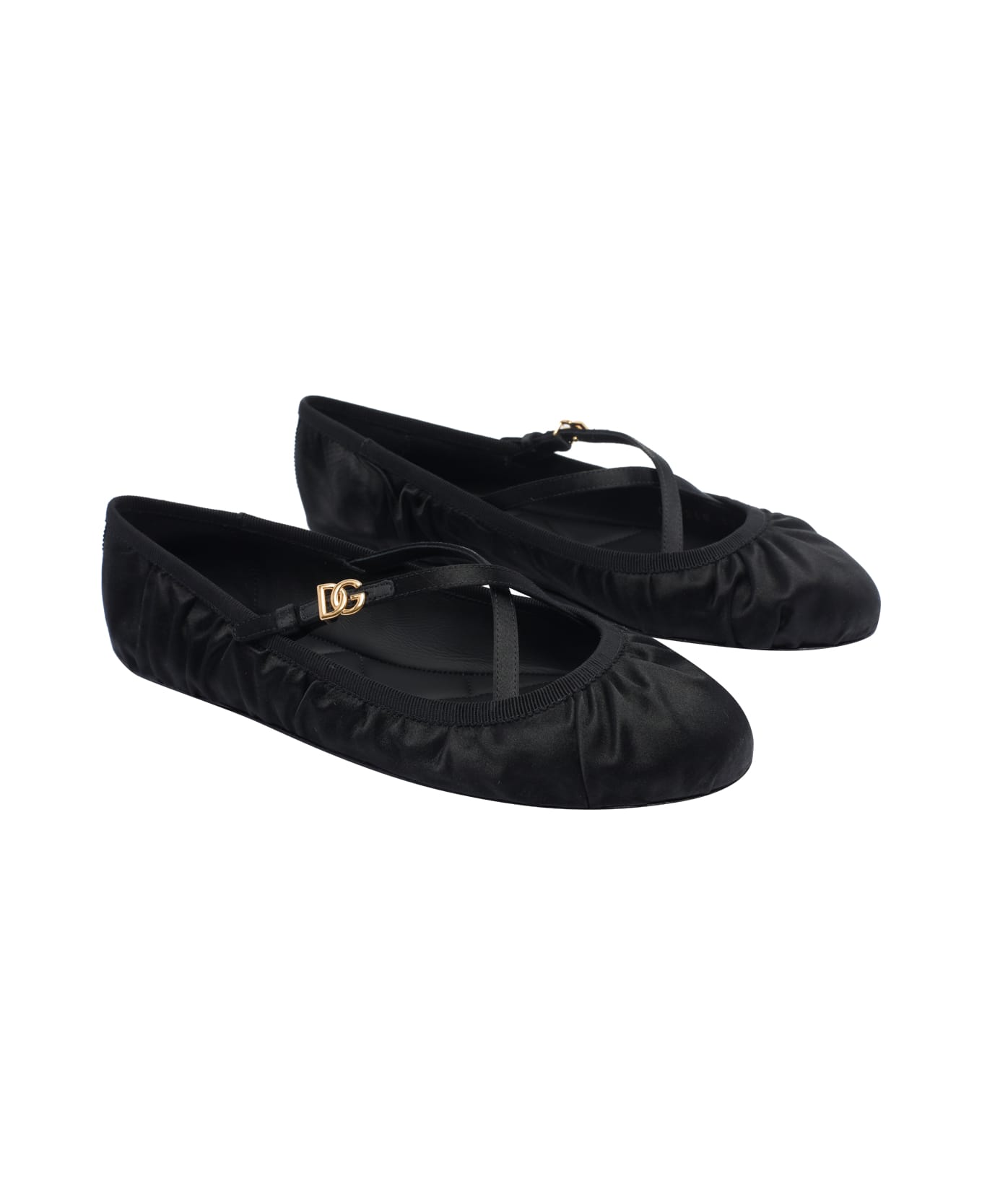 Dolce 
Gabbana Dg Logo Satin Ballets - Black