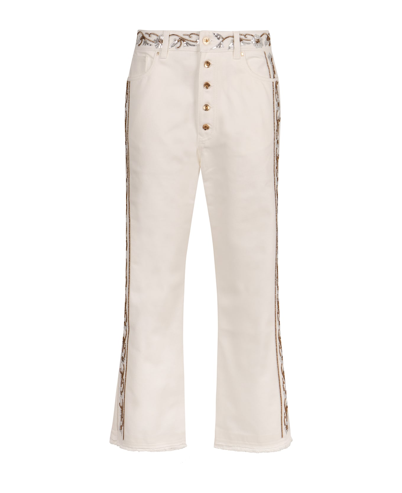 Paco Rabanne Cropped Flared Jeans - White