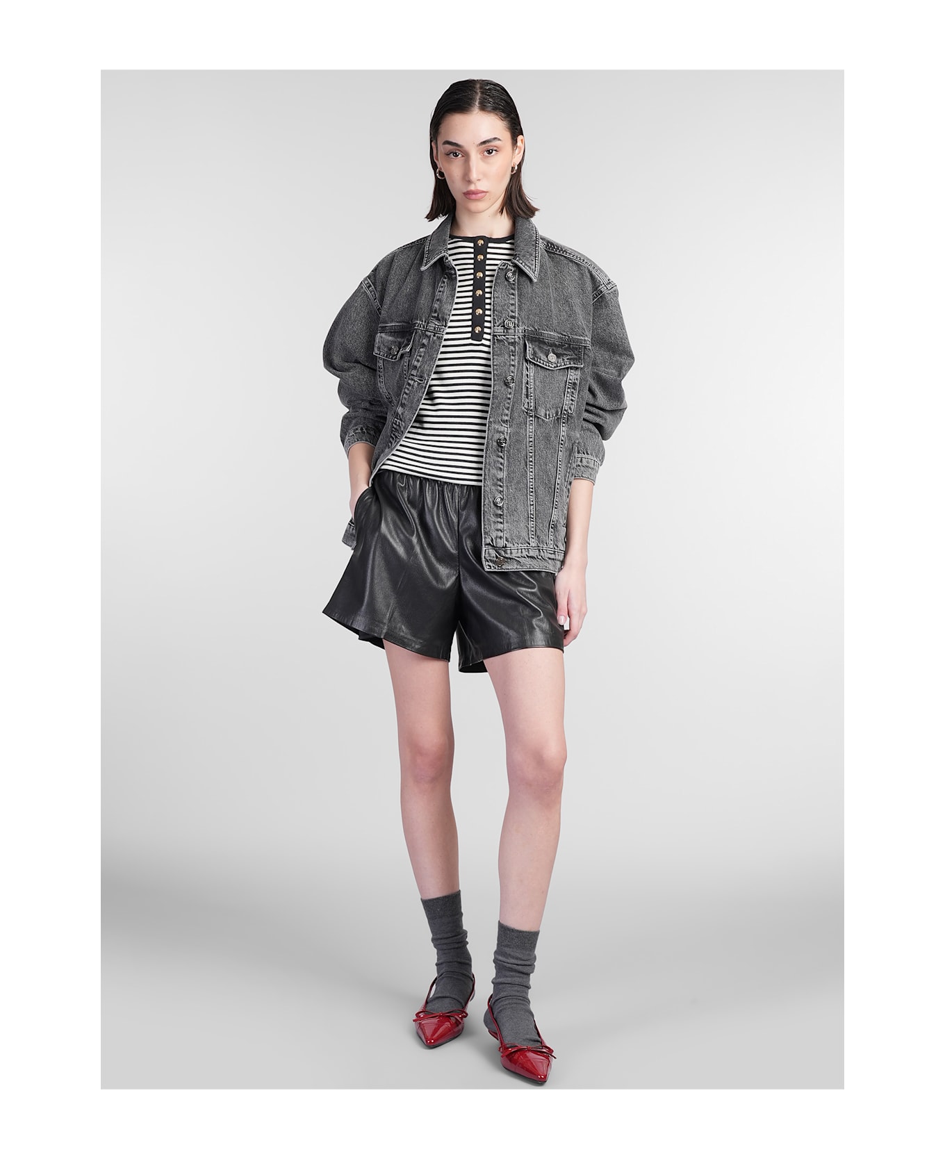 Anine Bing Rory Denim Jackets In Grey Cotton - grey