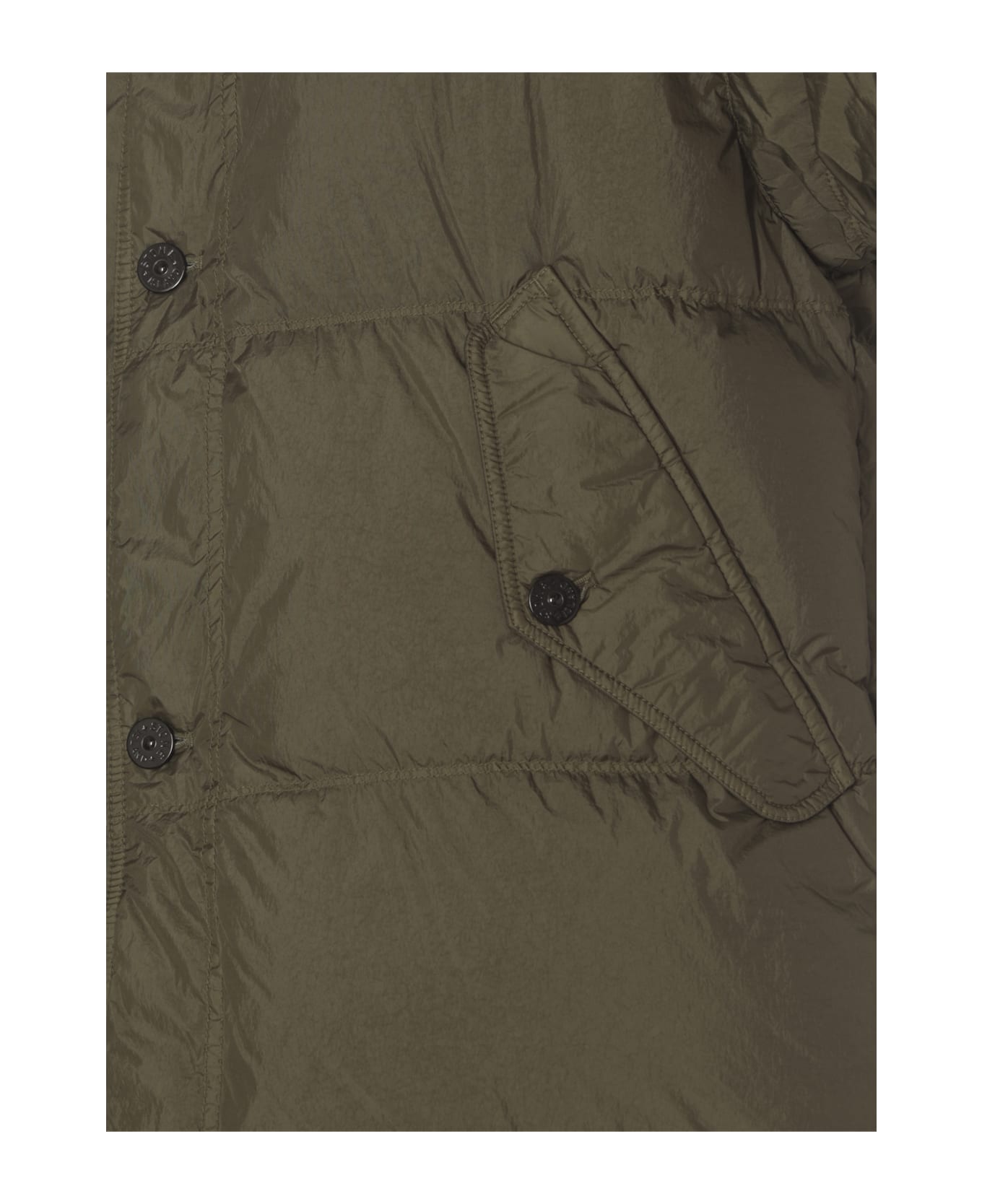 Stone Island Down Jacket With Logo - Green