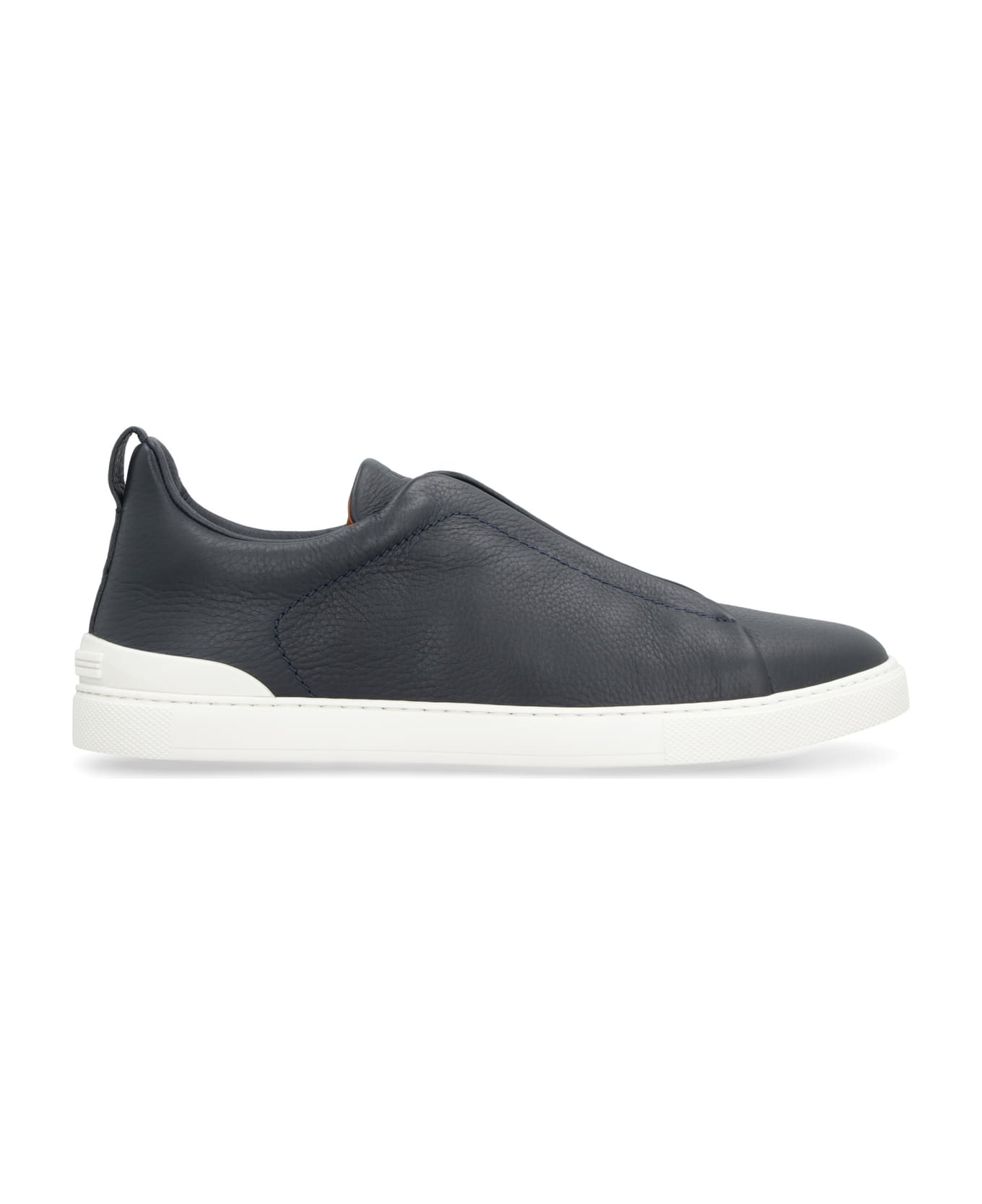Zegna Triple Stitch Leather Sneakers - blue