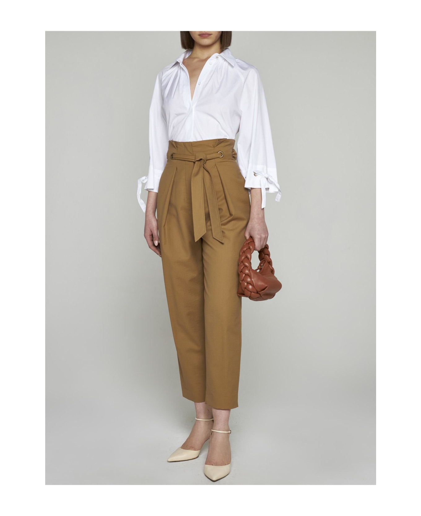 Max Mara Verna Cotton-blend Trousers - ALBINO