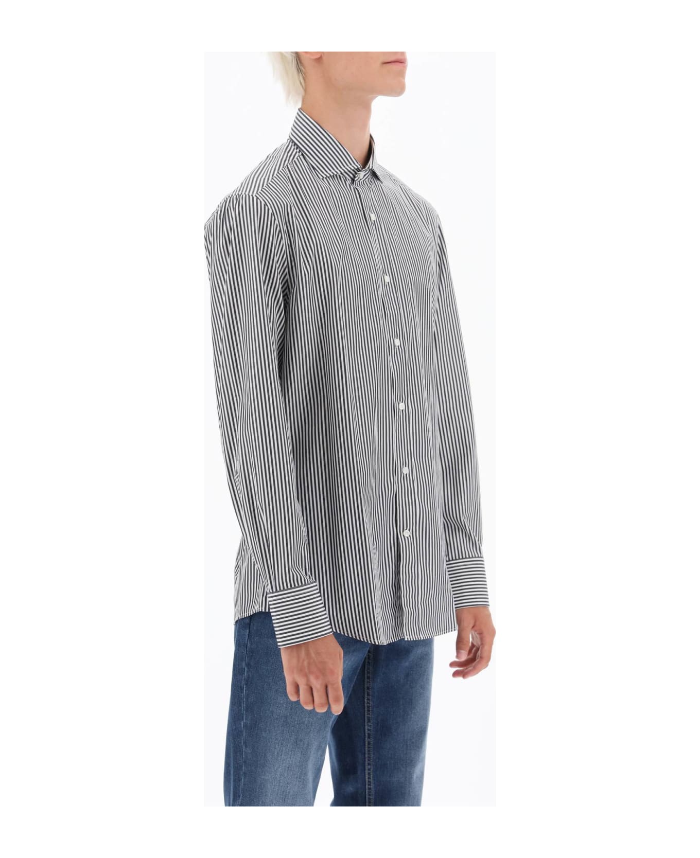 Brunello Cucinelli Spread Collar Slim Fit Shirt - Grey