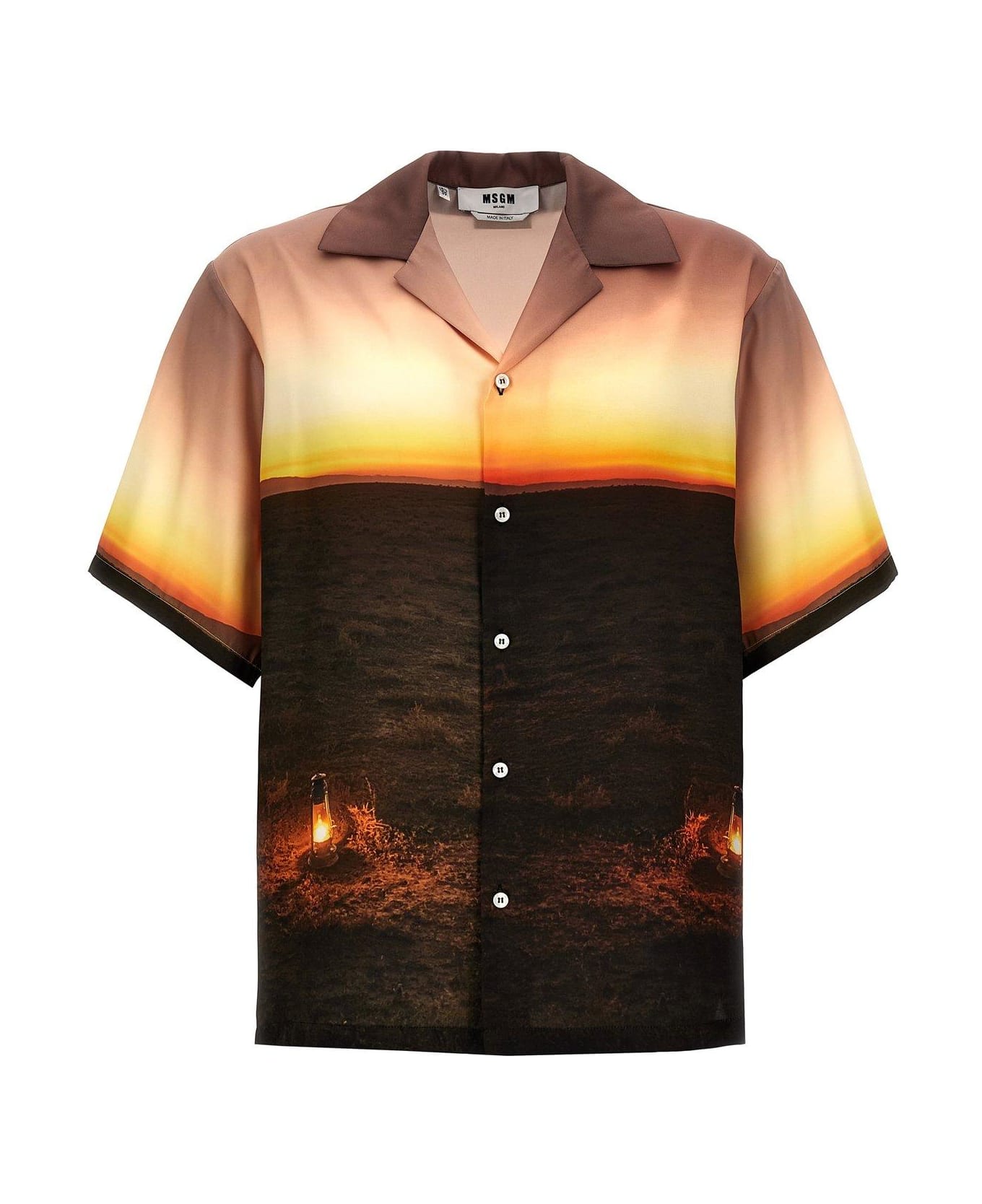 MSGM Graphic Printed Short-sleeved Shirt - BLACK/YELLOW シャツ