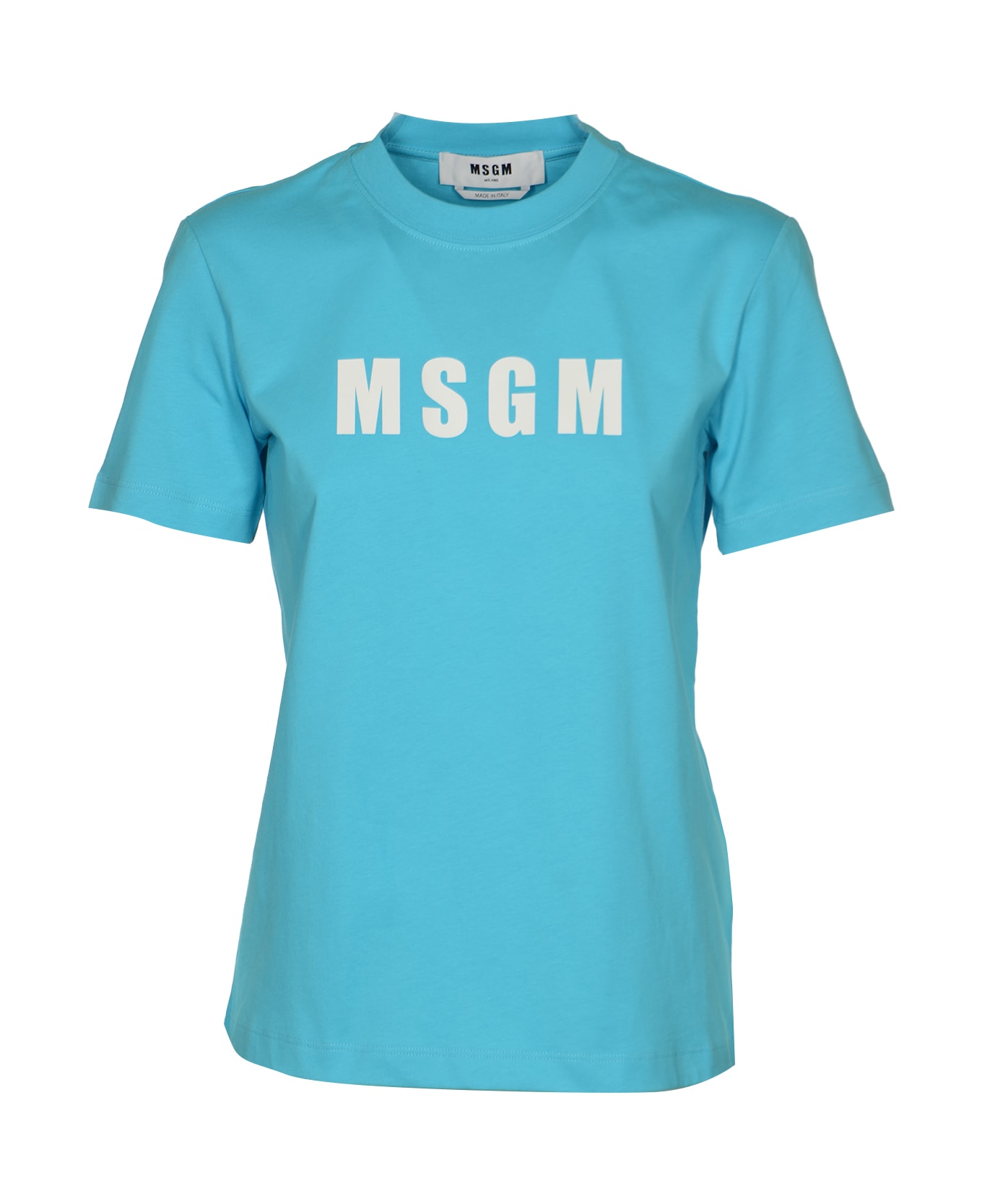 MSGM Logo Print T-shirt - Light Blue