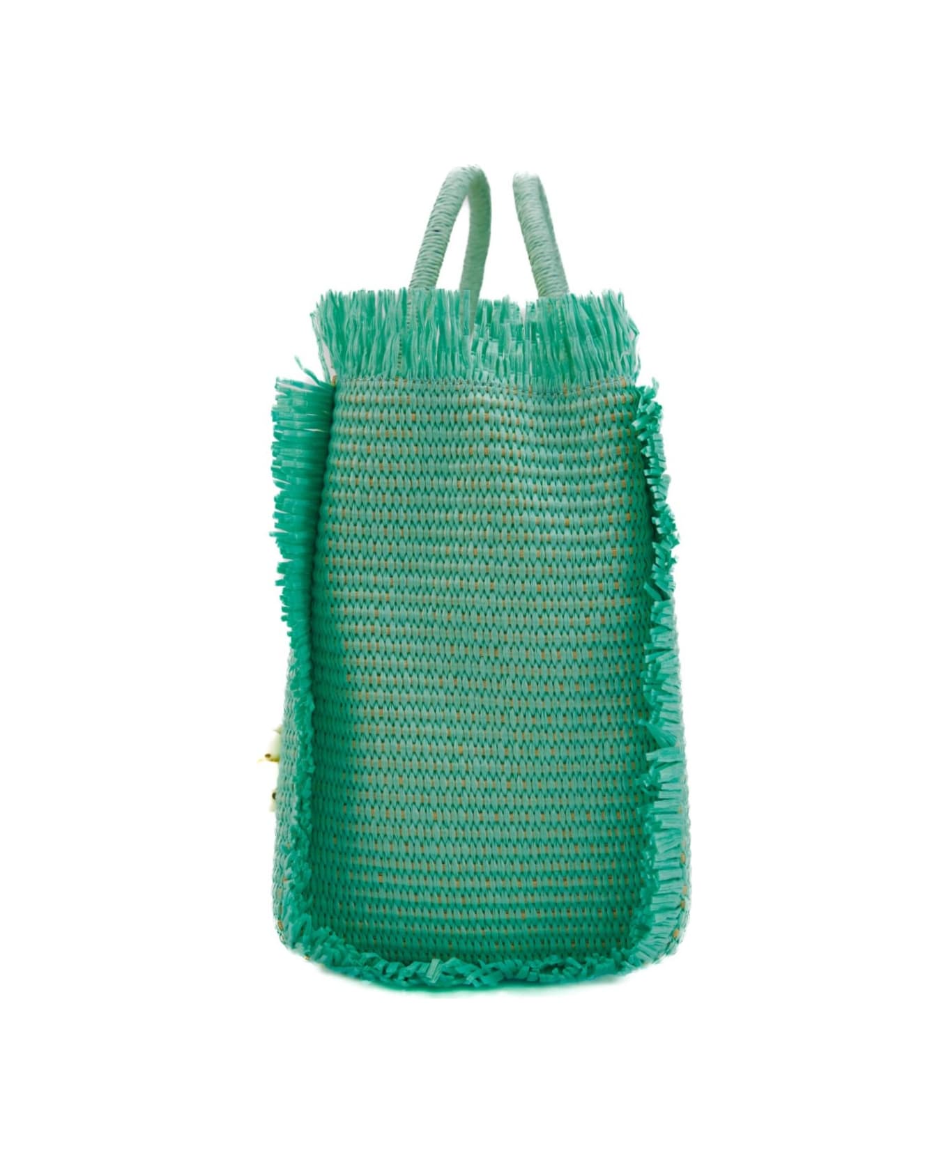 MC2 Saint Barth Colette Bag In Flower Beads Straw - Verde acqua