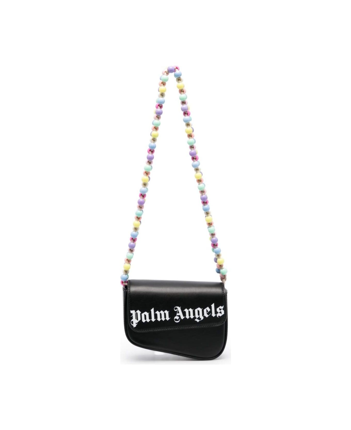 Palm Angels Mini Crash Beads Embellished Shoulder Bag In Black Leather Woman - Black
