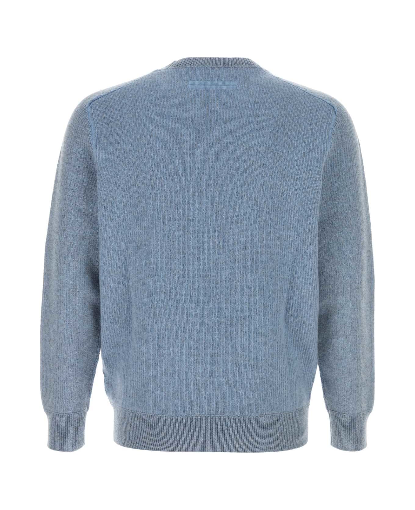 Zegna Melange Light-blue Cashmere Sweater - 500