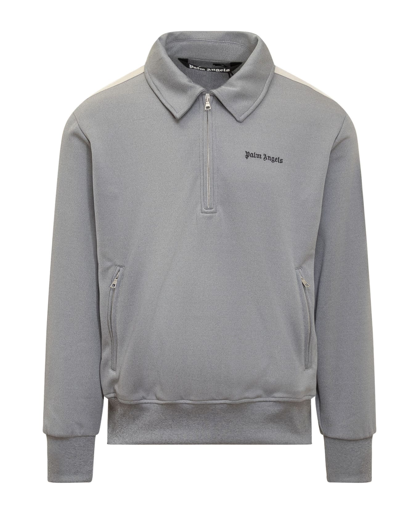 Palm Angels Sweatshirt With Bands Along The Sleeves - MELANGE GREY