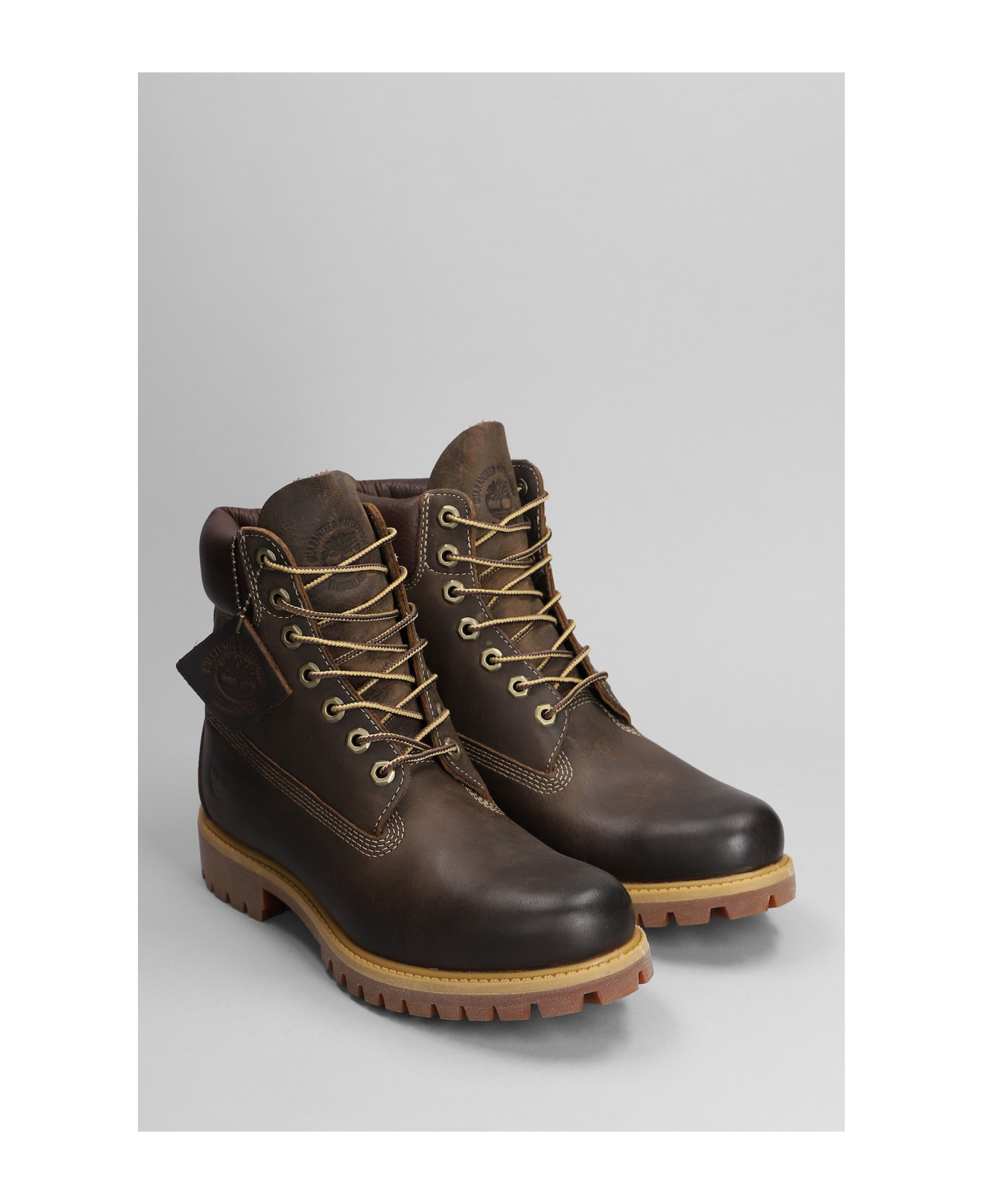 Timberland Prem 6 In Lace Combat Boots In Brown Leather - Brown