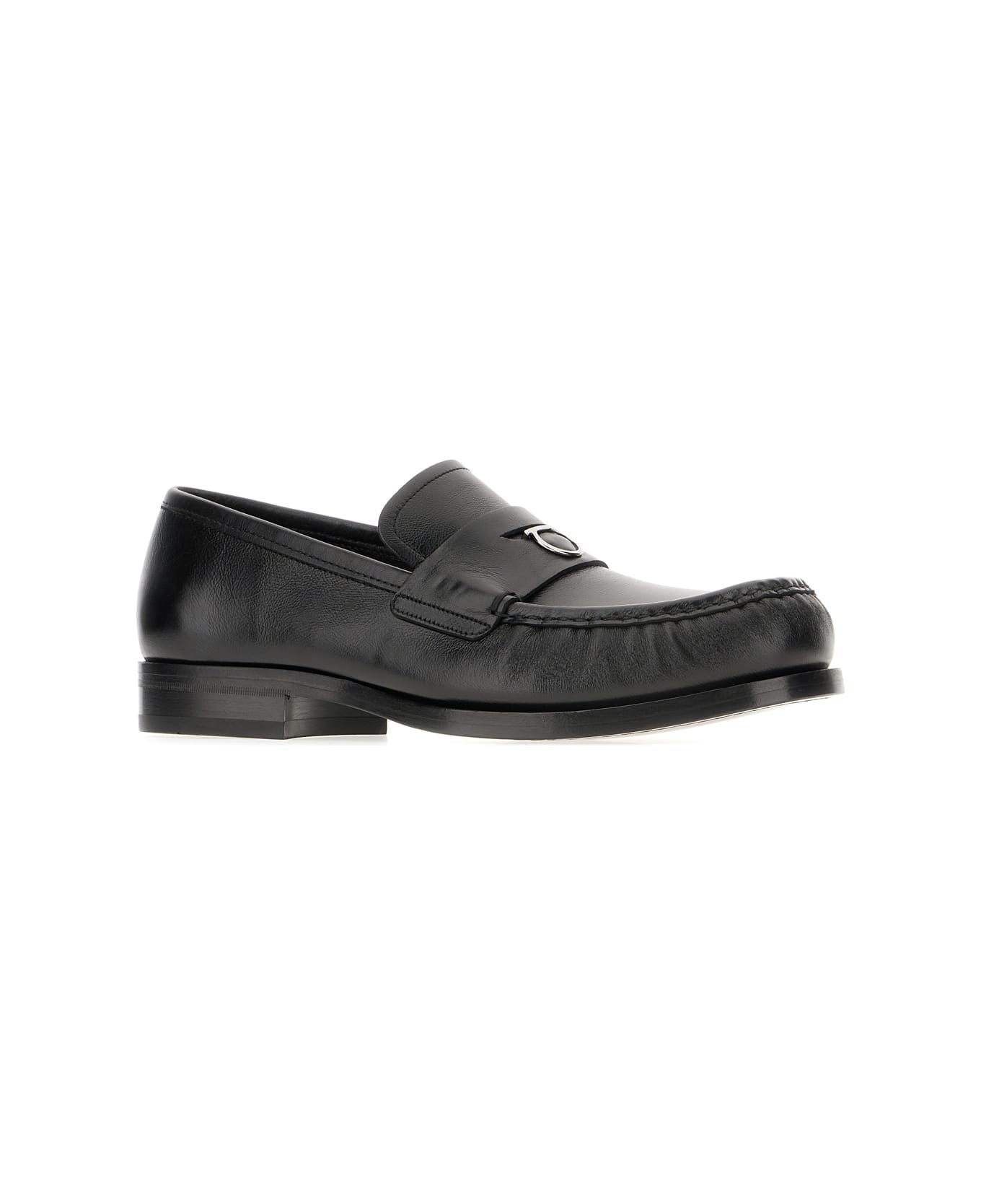 Ferragamo Black Leather Loafers - BLACK