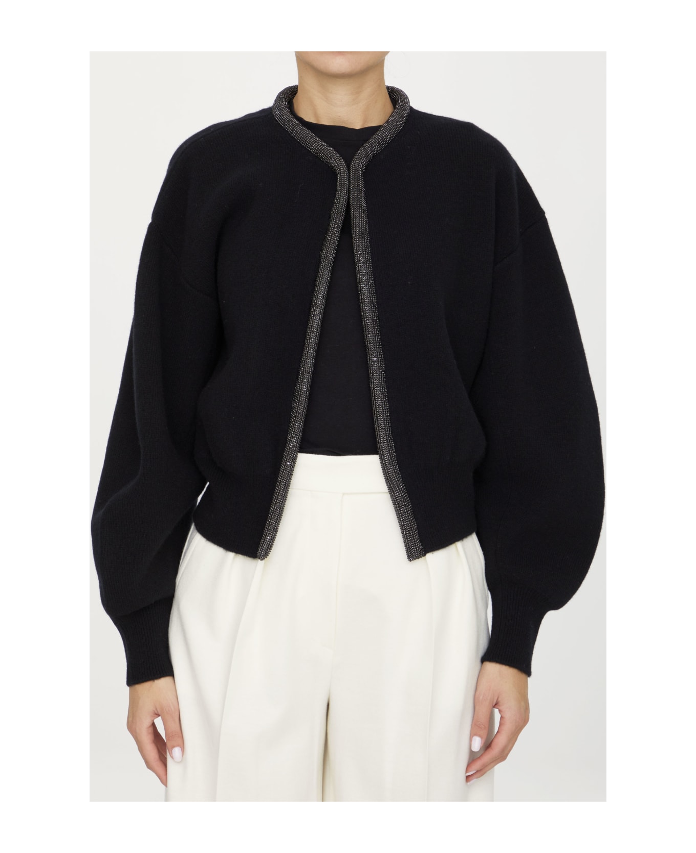 Alexander Wang Crystal Trim Cardigan - Black/jet