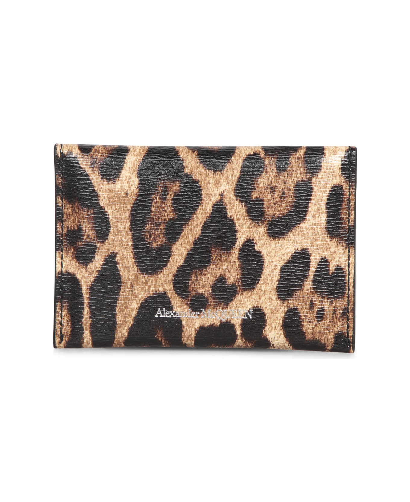 Alexander McQueen Leopard Card Holder - Brown