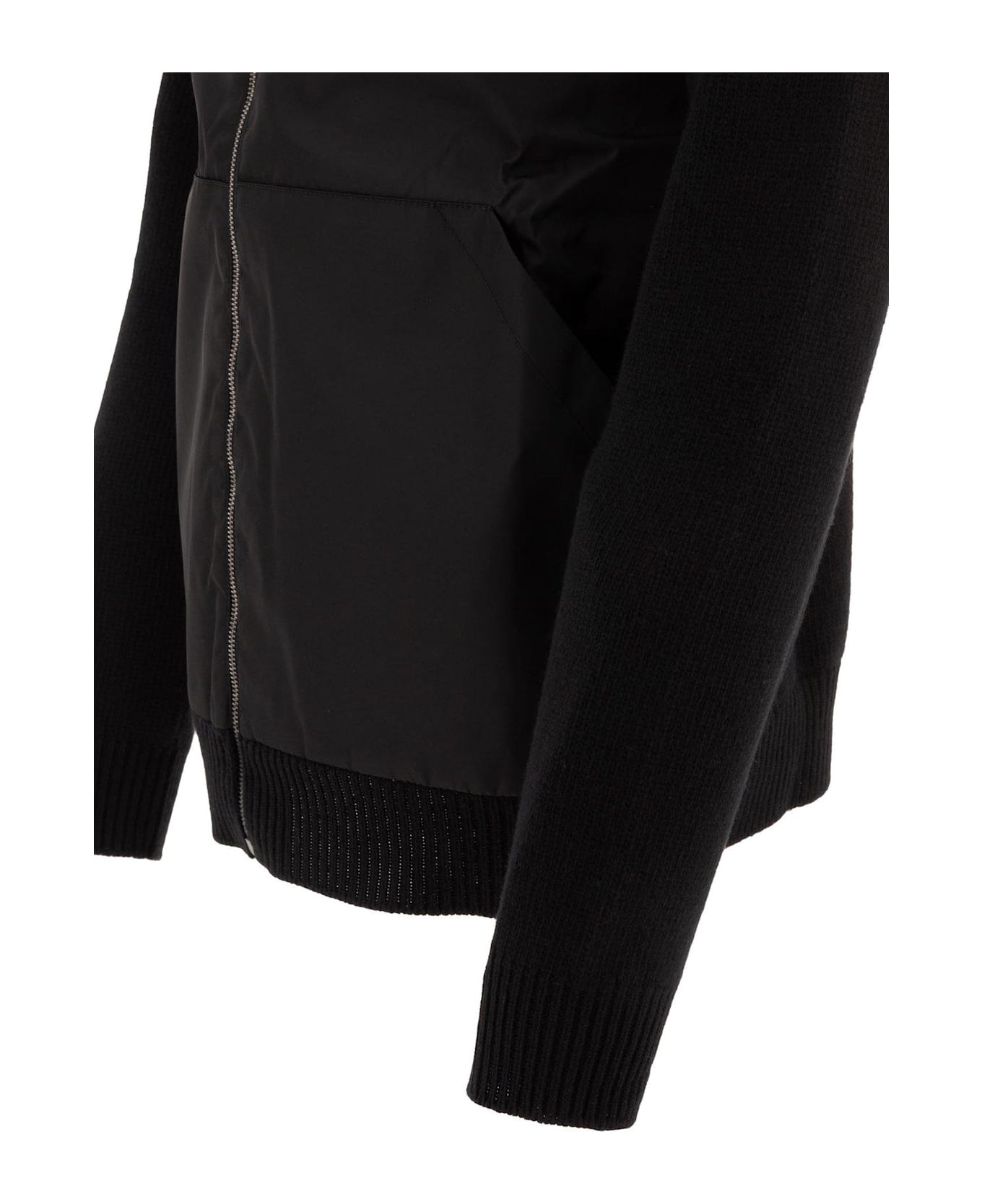 Prada Gabardine Zip-up Hoodie - Nero