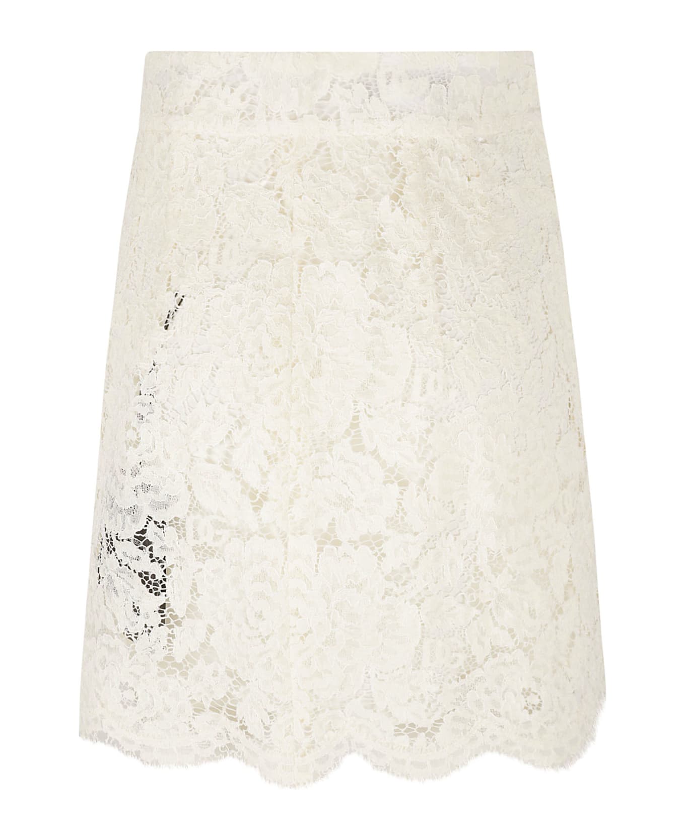 Dolce & Gabbana Floral Embroidered Perforated Skirt - Bianco naturale