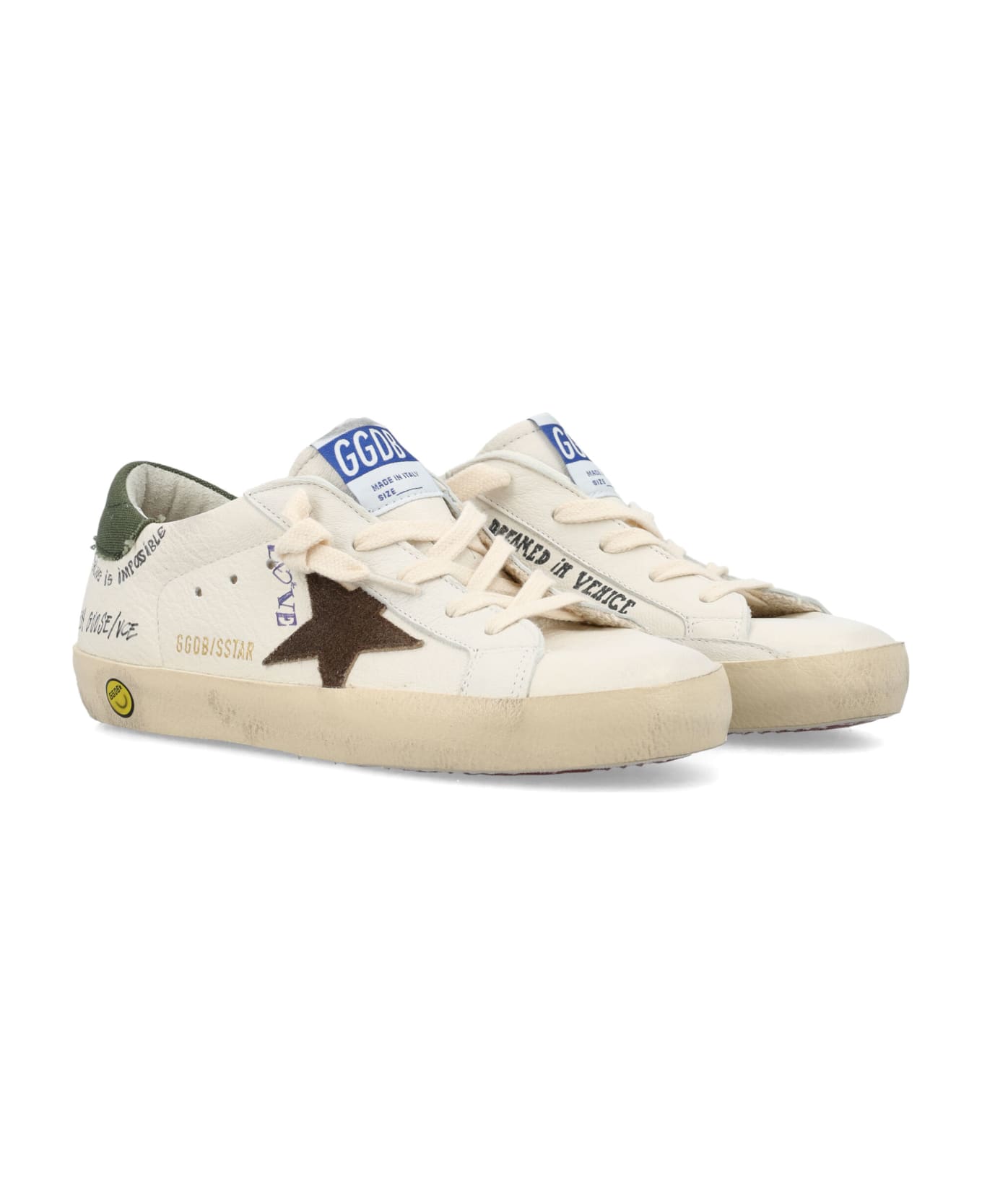 Golden Goose Super Star Sneakers - WHITE/BROWN/GREEN