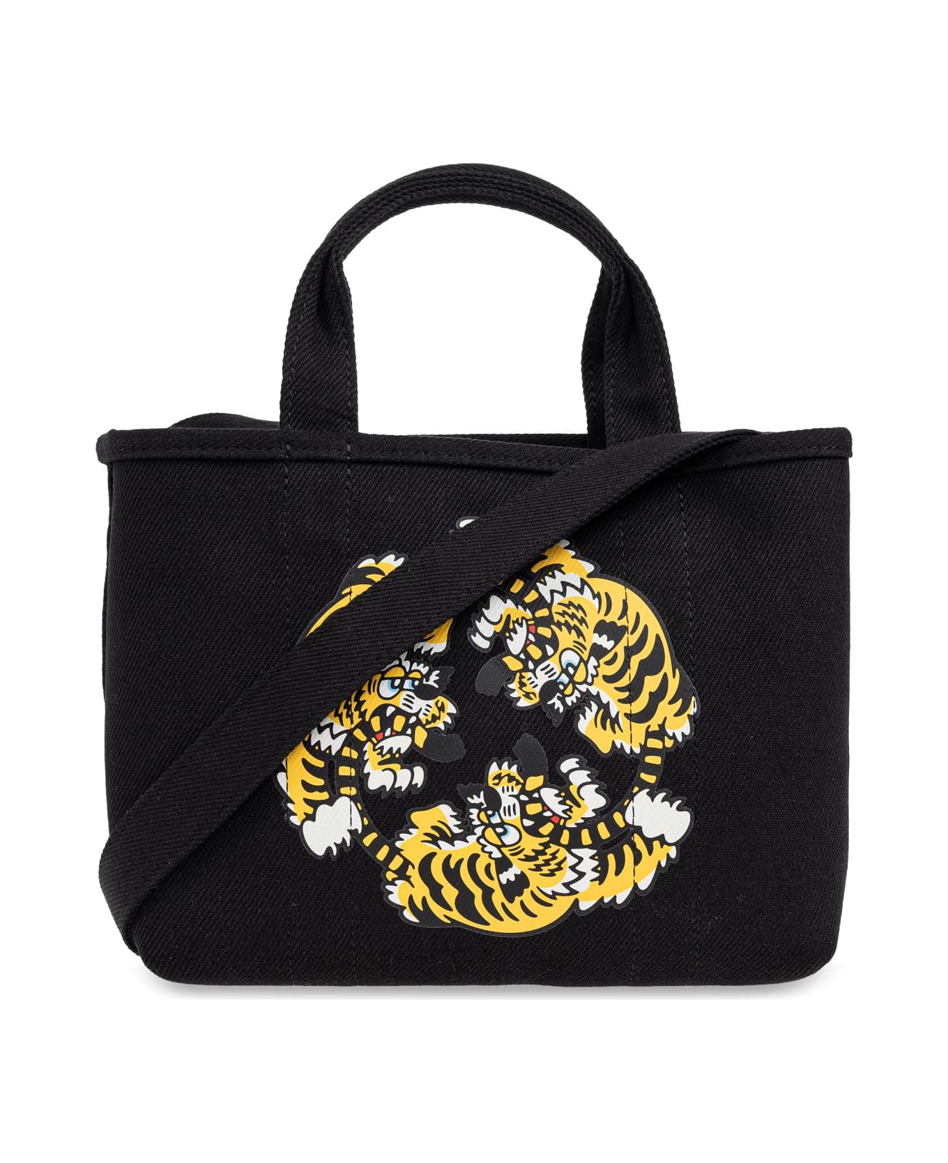 Kenzo Handbag With Tiger Motif - BLACK