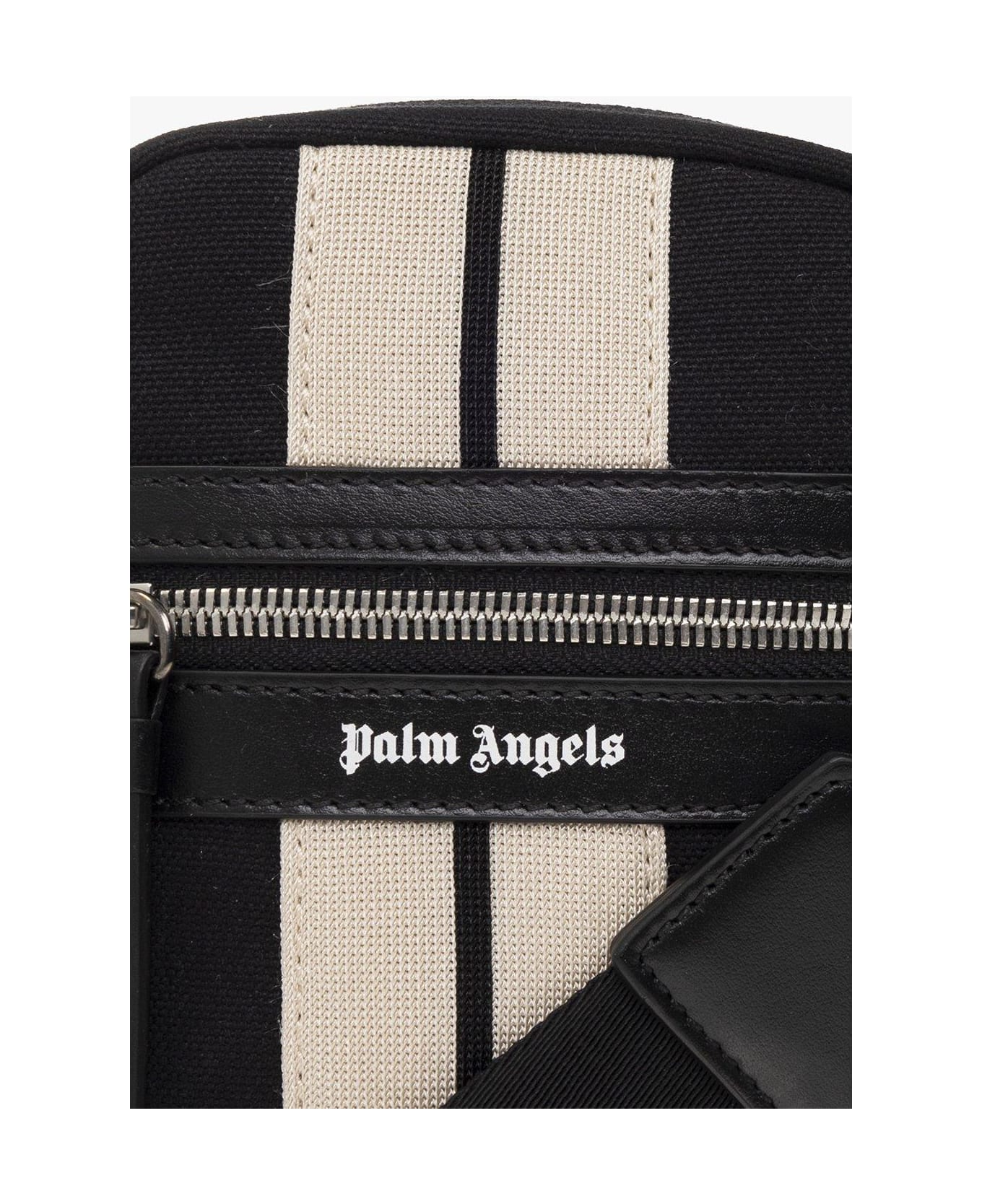 Palm Angels Logo Printed Zipped Messenger Bag - Nero bianco