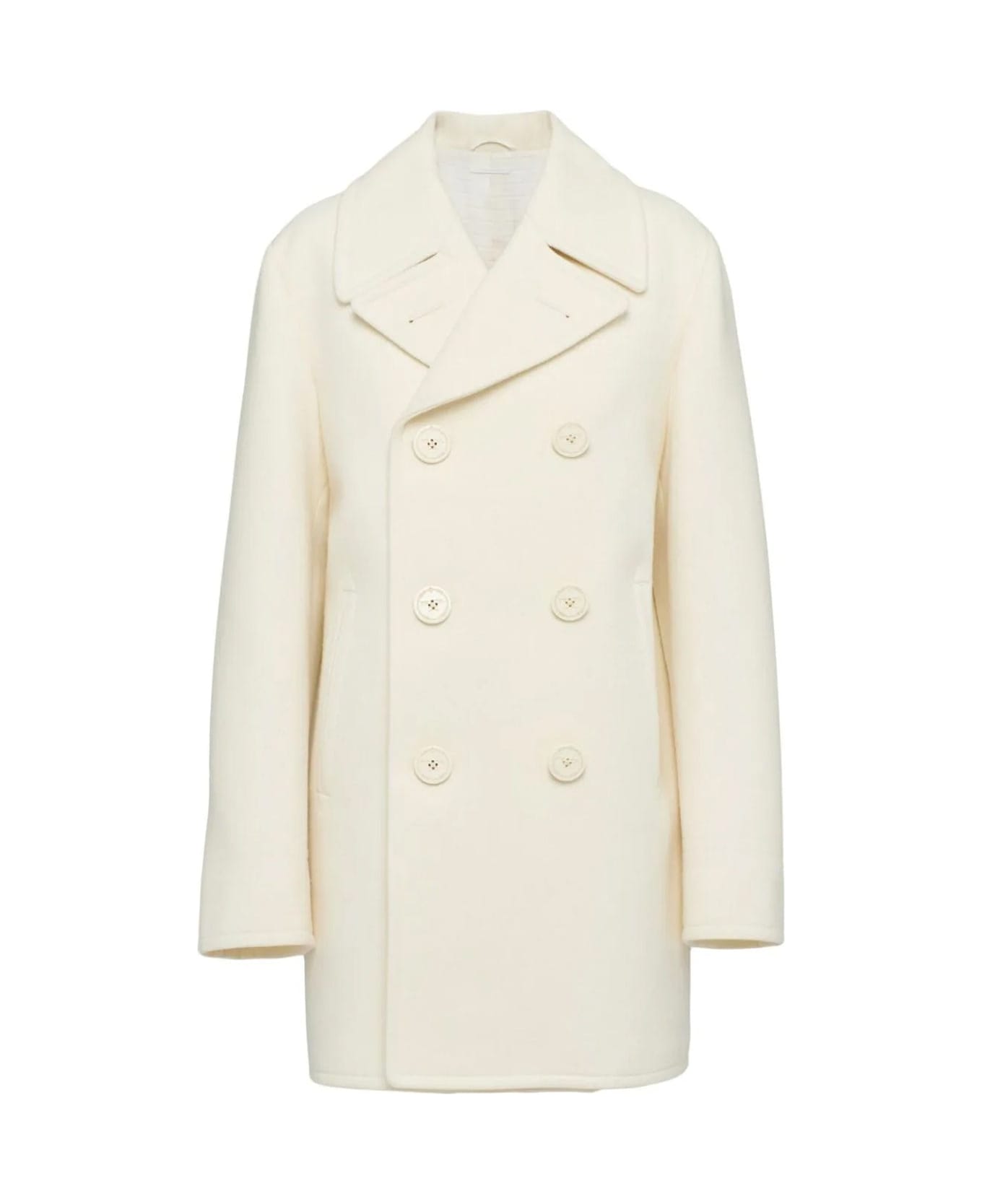 Prada Double-breasted Wool Coat - White