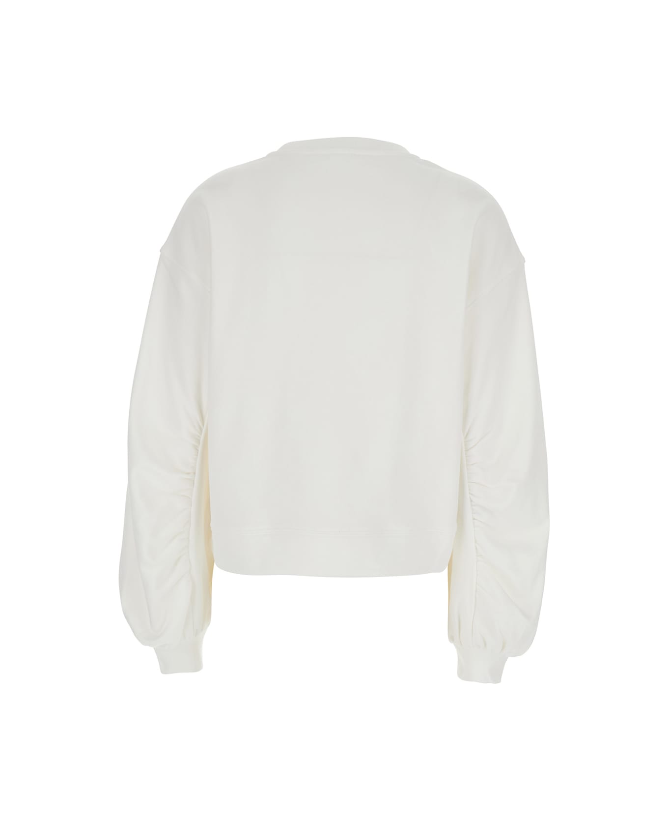 Pinko White Crewneck Sweatshirt With Love Birds Logo On The Chest In Cotton Woman - White