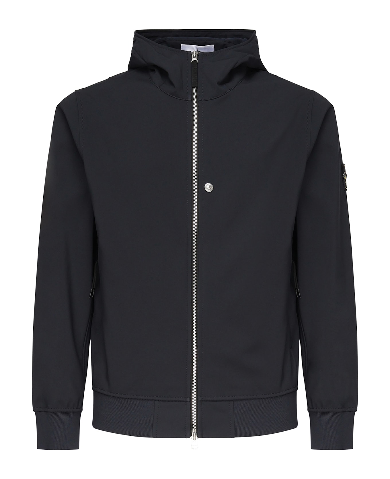 Stone Island Zip-up Jacket With Logo - Blue