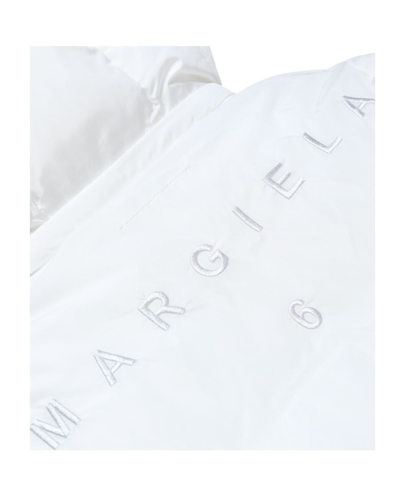MM6 Maison Margiela Mm6j60u Jacket Maison Margiela Hooded Down Jacket With Logo - Bianco コート＆ジャケット