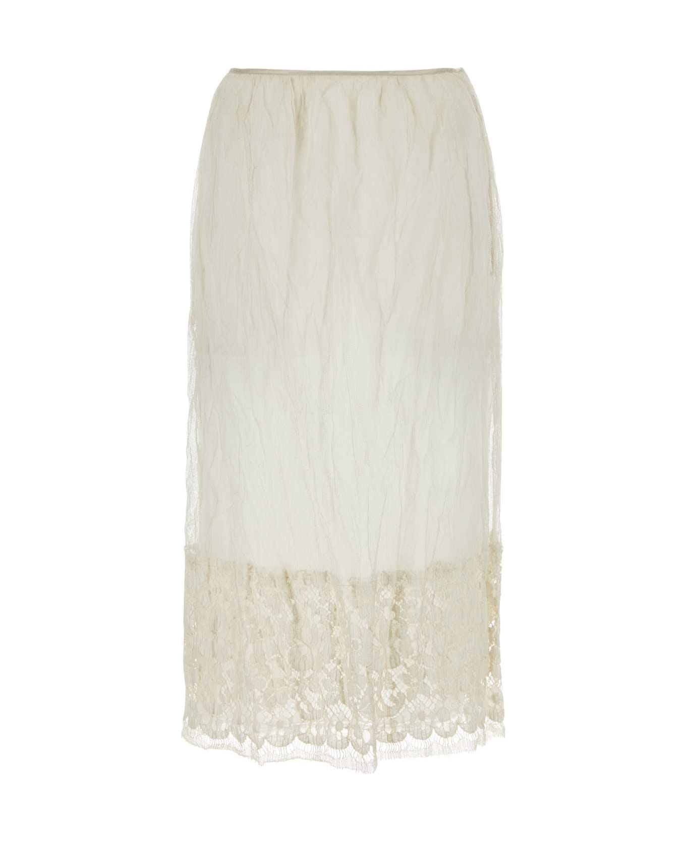 Prada Ivory Mesh Skirt - NATURALE