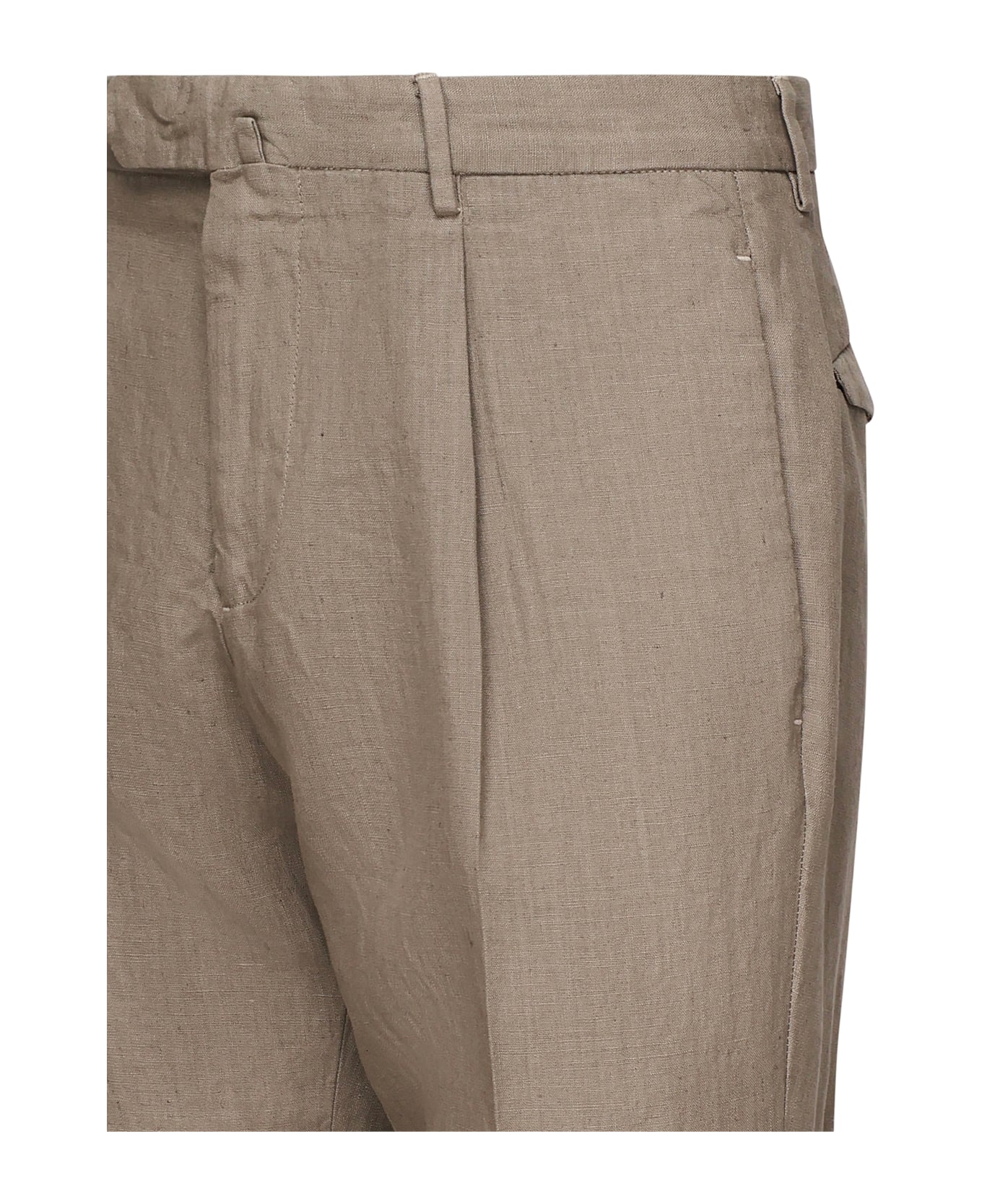 Santaniello Linen Pleated Trousers - Beige