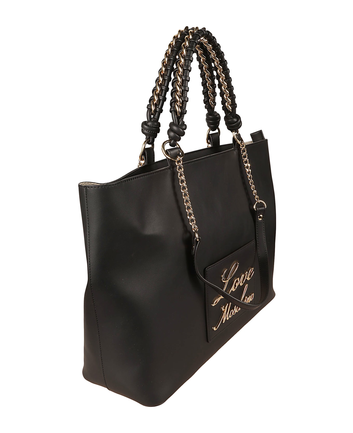 Love Moschino Signature Logo Detail Chain Embellished Tote - Black