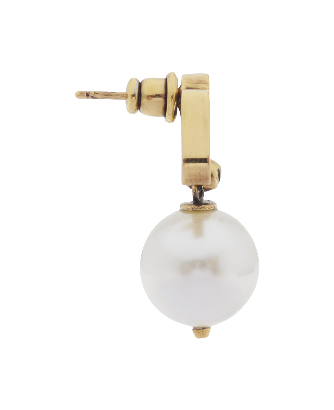 Alexander McQueen Seal Logo Pearl Earrings - Gold/perla