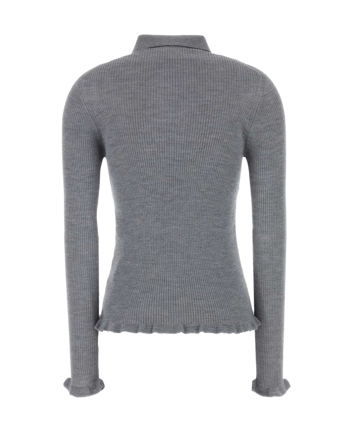 Cecilie Bahnsen Grey Wool Oda Polo Shirt - GREYMELANGE