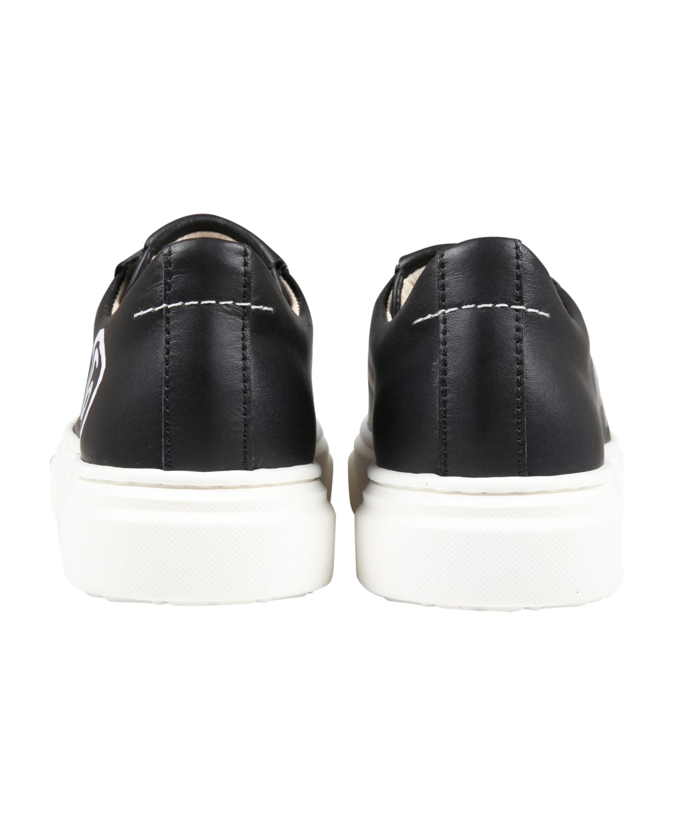 MM6 Maison Margiela Black Sneakers For Kids With White Logo - Black