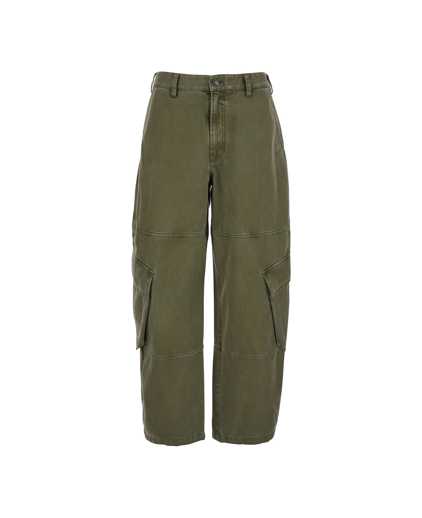 Frame 'the Bubble Cargo' Green Jeans In Cotton Woman - Green