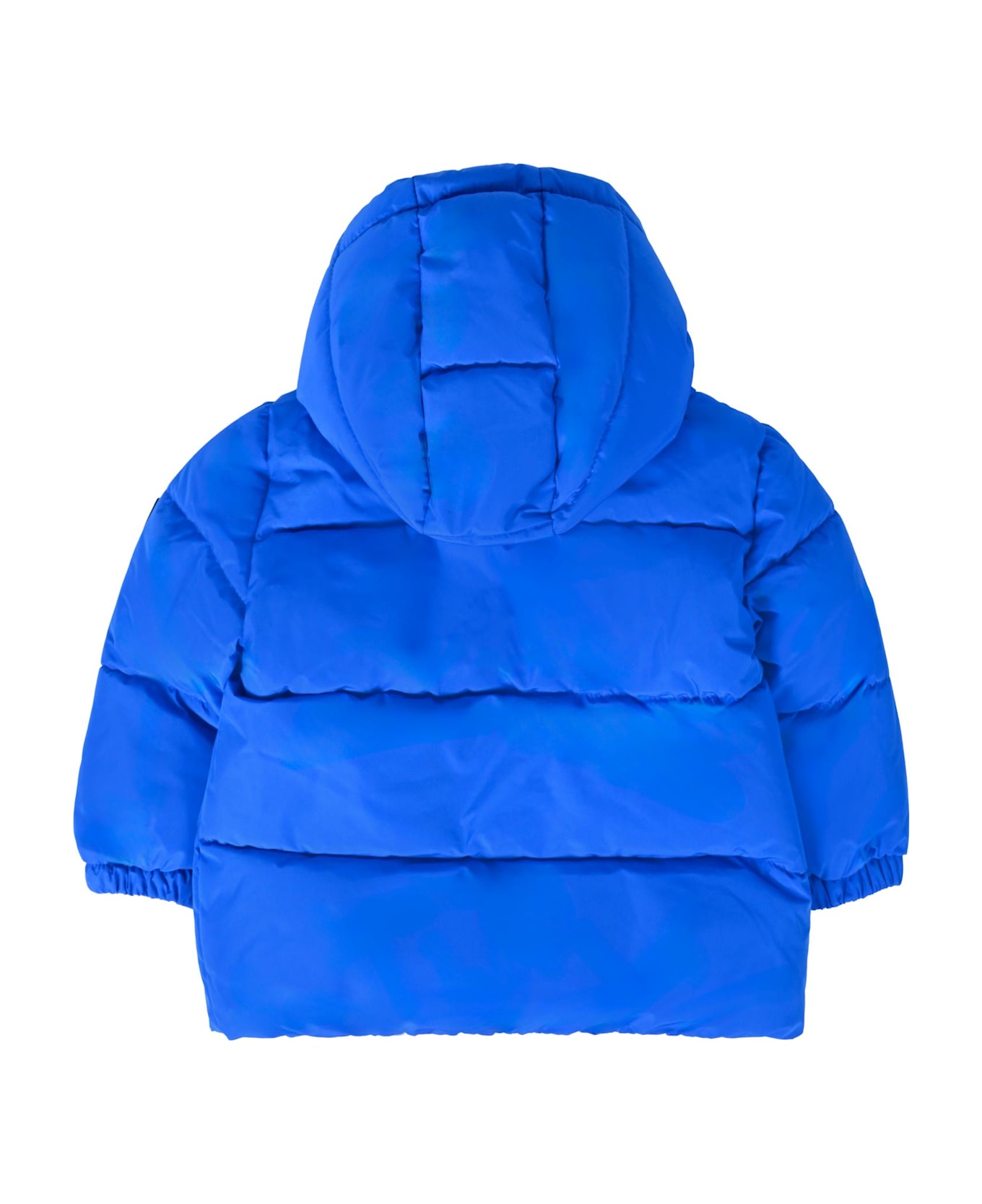 Hugo Boss Blue Down Jacket For Baby Boy With Logo - Blue