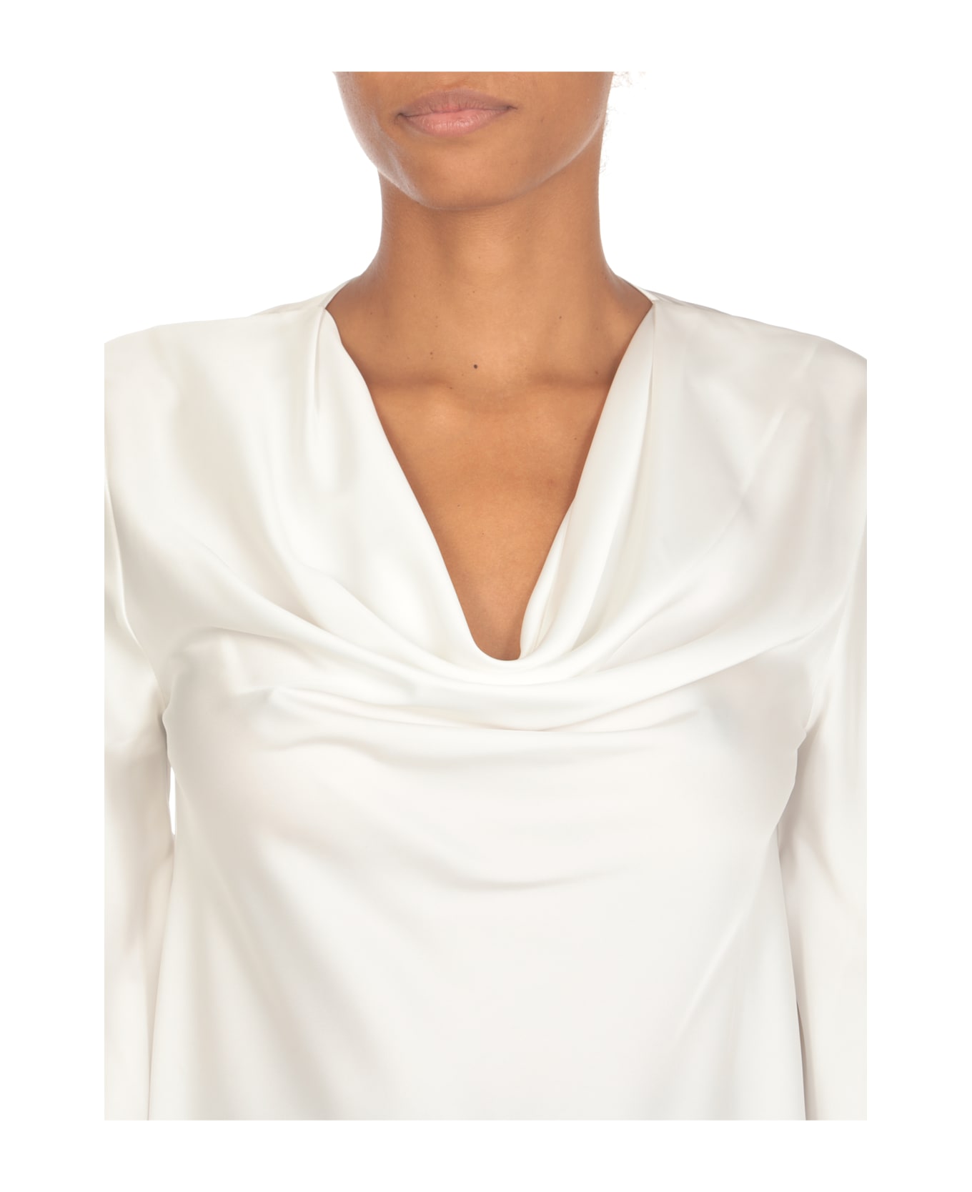 D.Exterior Satin Blouse - White