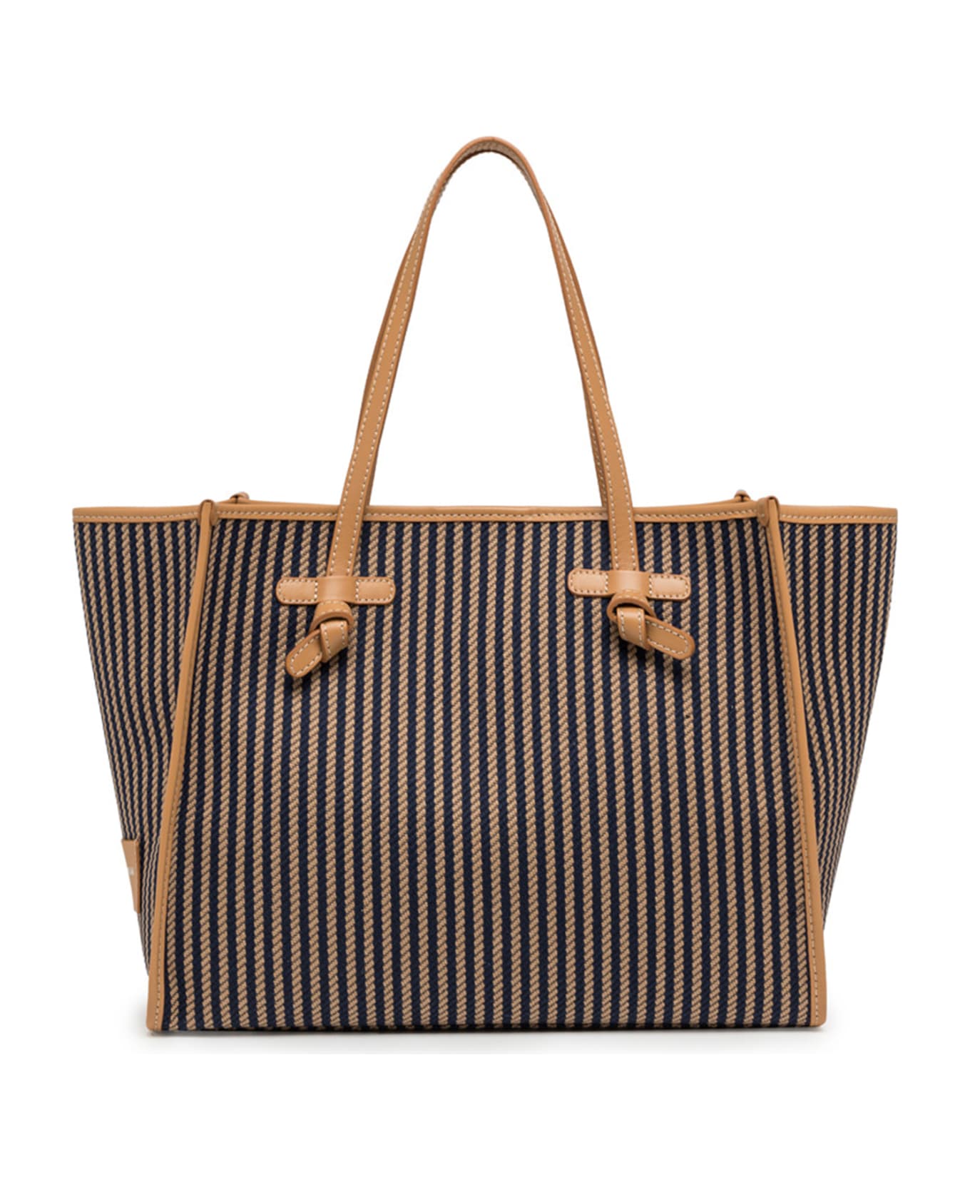 Gianni Chiarini Marcella Shopping Bag In Canvas With Striped Pattern - VAR.NAVY