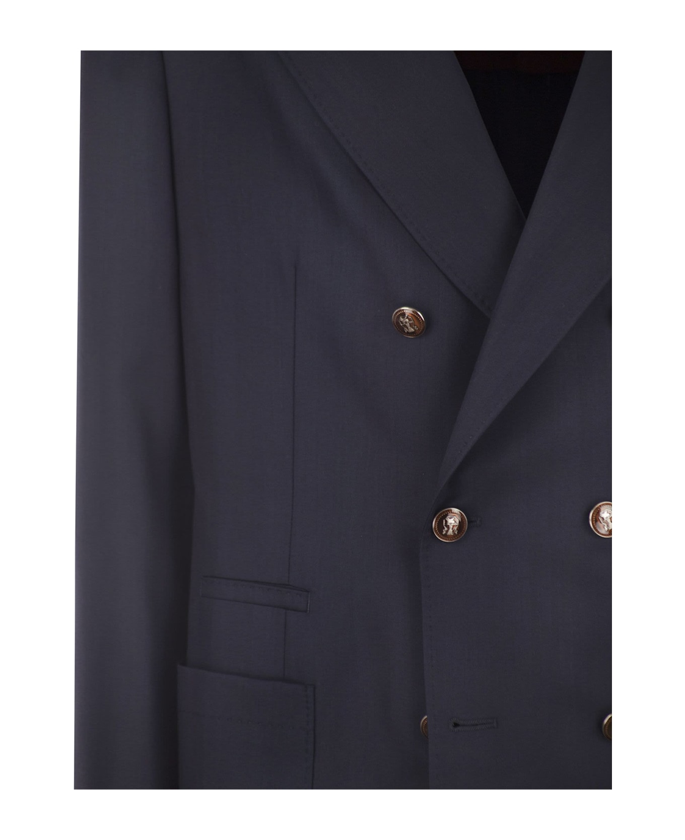 Brunello Cucinelli One-and-a-half-breasted Deconstructed Jacket In Virgin Wool - Blue