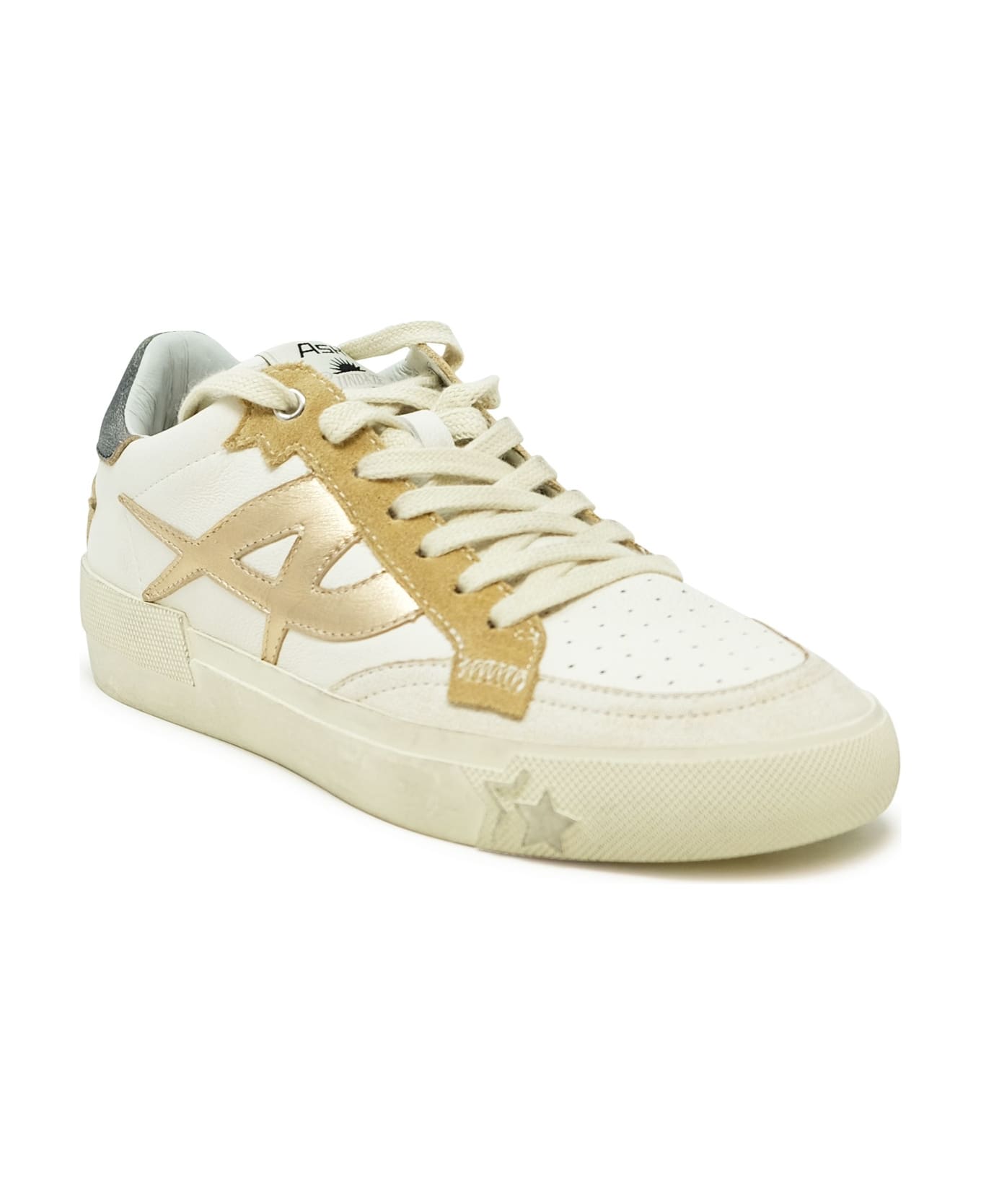 Ash Beige/white Leather Sneakers - WHITE/BEIGE