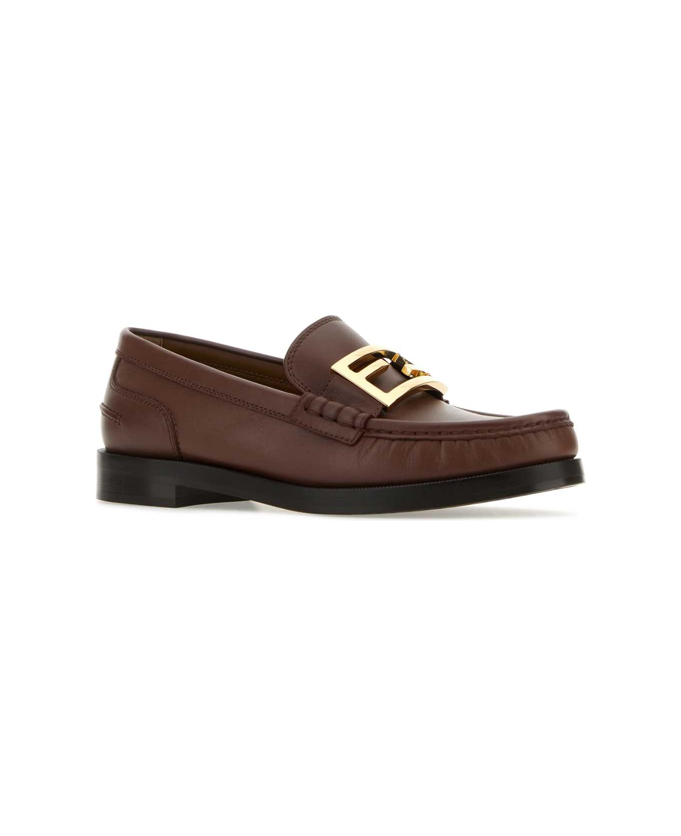 Fendi Brown Leather Baguette Loafers - ACORN