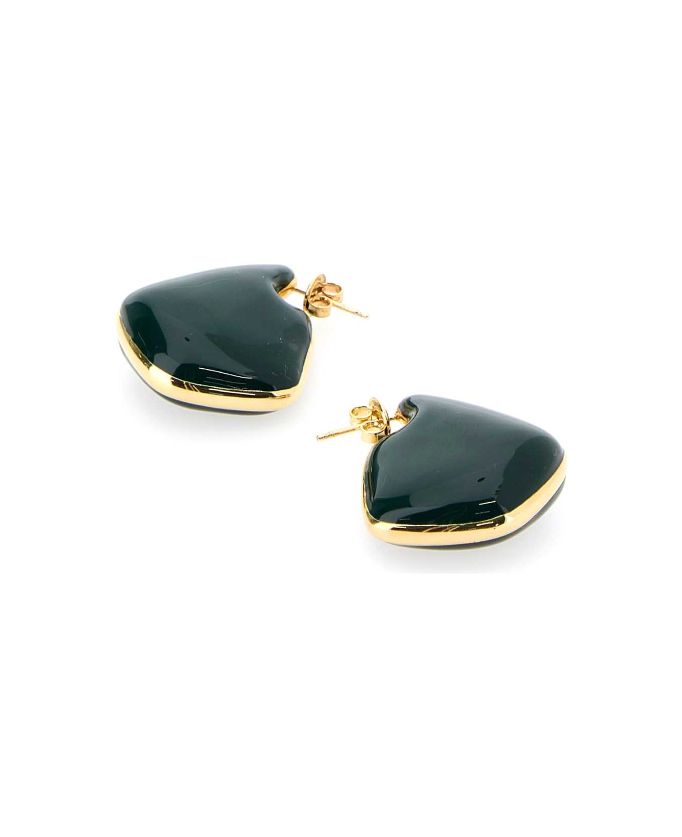 Bottega Veneta Gold 925 Silver Small Fin Earrings - SILVERDARKGREEN