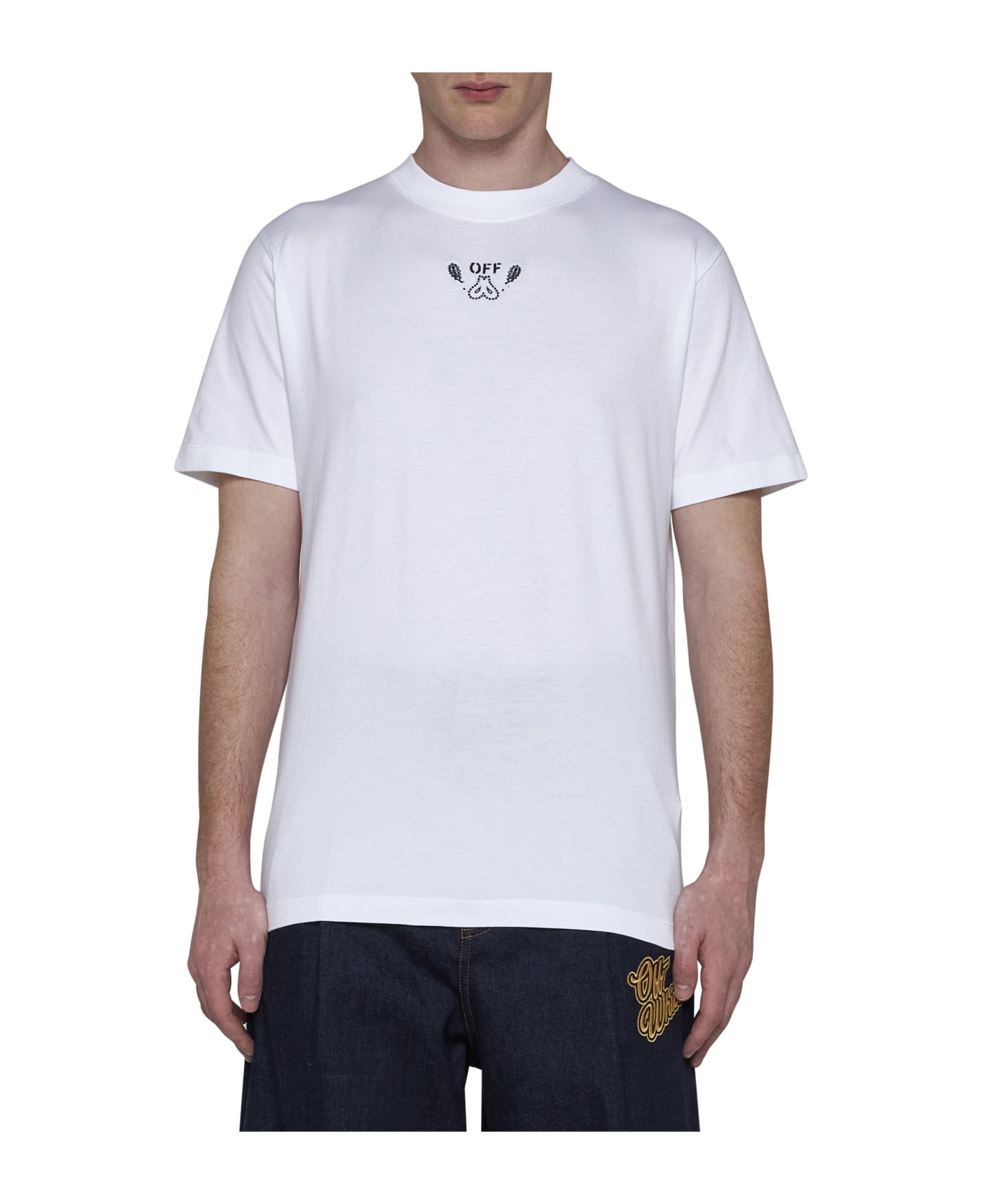 Off-White Off White Logo Printed Crewneck T-shirt - White Black シャツ